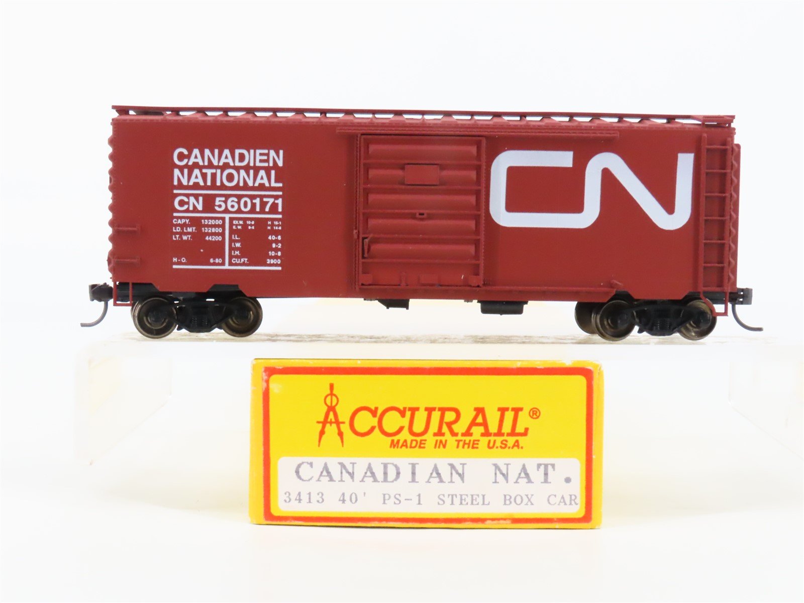 HO Scale Accurail 3413 CN Canadian National 40' Steel Box Car #560171 - Upgraded