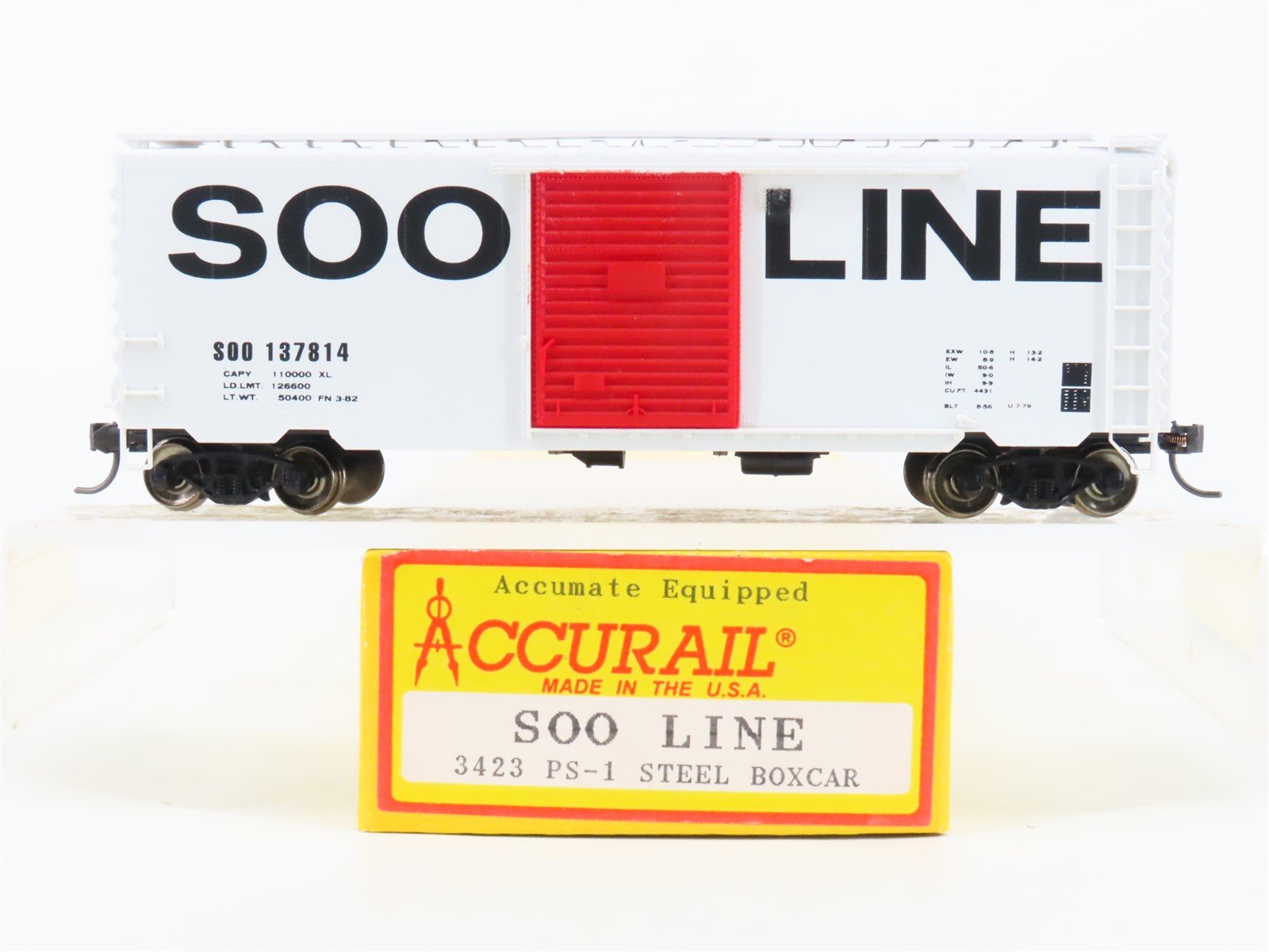 HO Scale Accurail 3423 SOO Line 40' PS-1 Steel Box Car #137814 - Upgraded