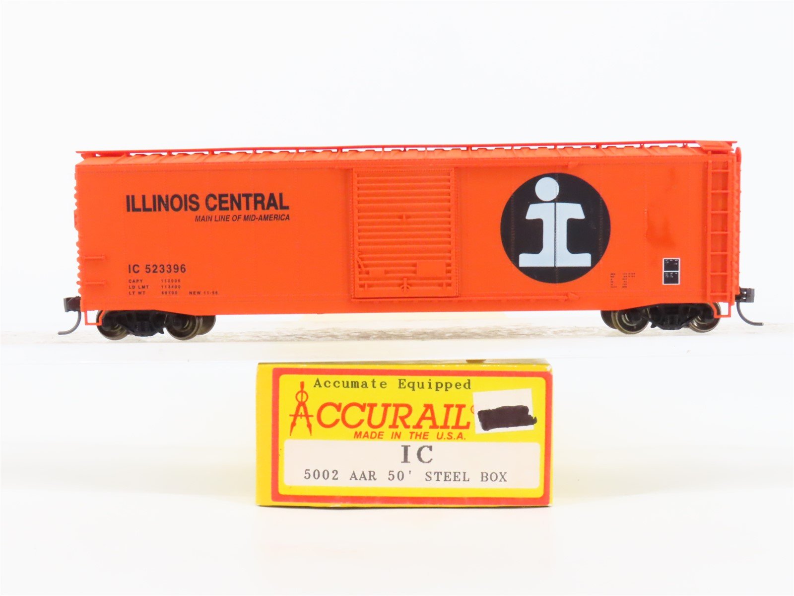 HO Accurail 5002 IC Illinois Central 50' AAR Steel Box Car #523396 - Upgraded