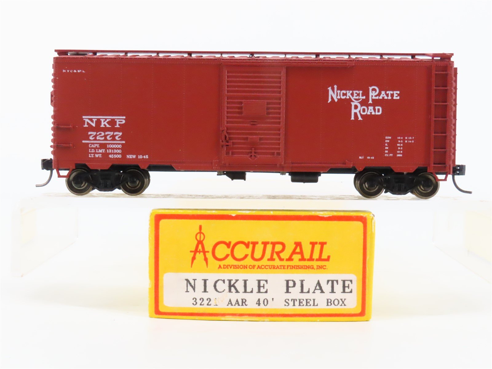 HO Accurail 3221 NKP Nickel Plate Road 40' AAR Steel Box Car #7277 - Upgraded