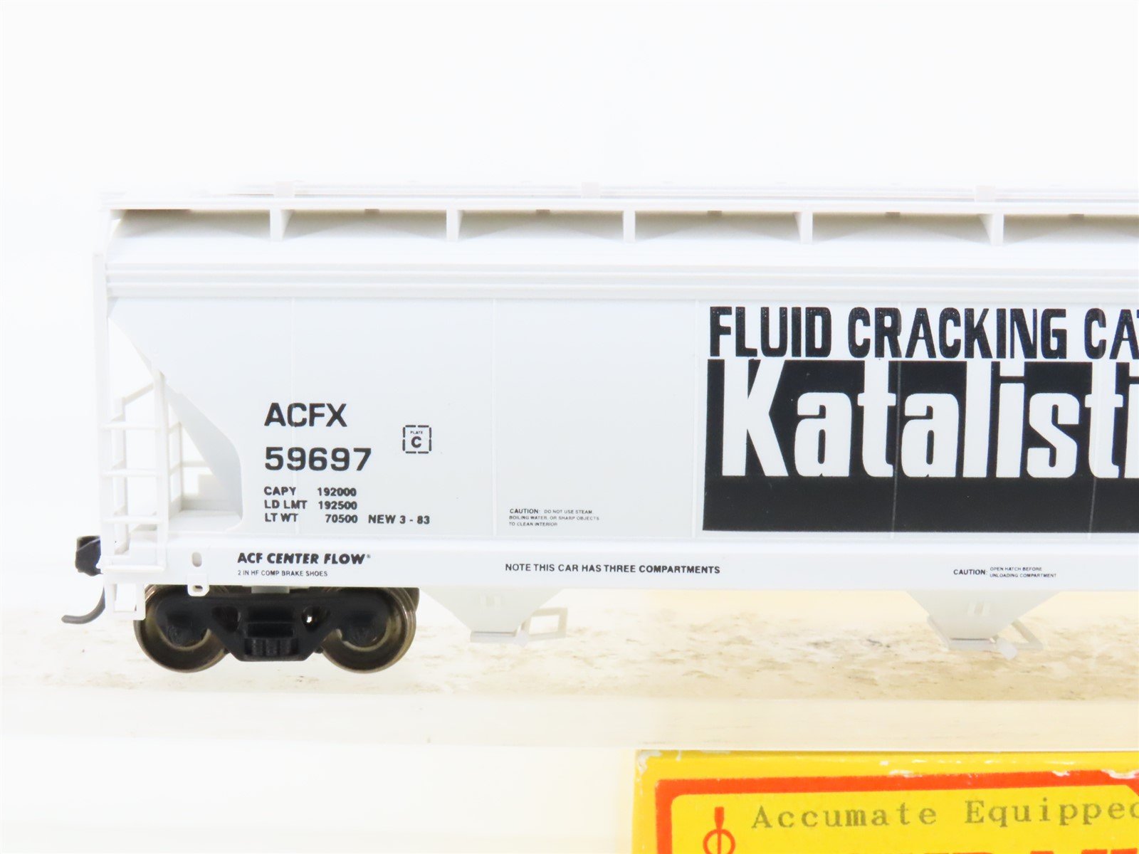 HO Scale Accurail 1558 ACFX Katalistiks 3-Bay Covered Hopper #59697 - Upgraded