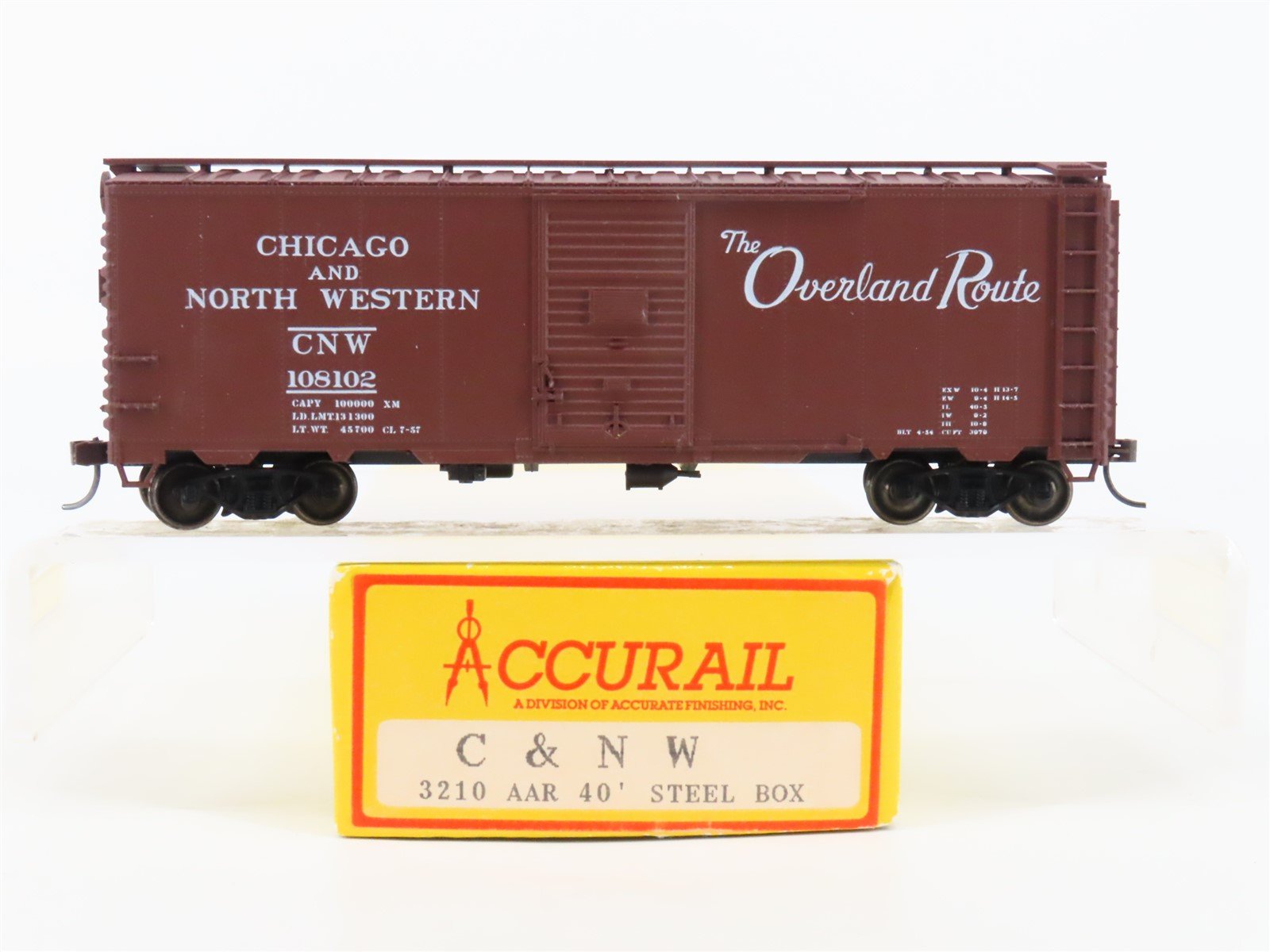 HO Accurail 3210 CNW "Overland/400" 40' AAR Steel Box Car #108102 - Upgraded