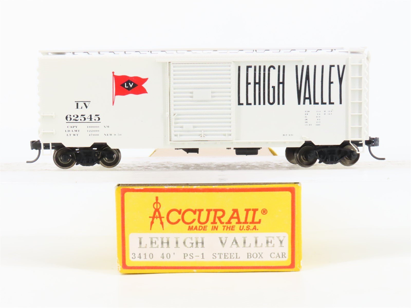 HO Scale Accurail 3410 LV Lehigh Valley 40' PS-1 Steel Box Car #62545 - Upgraded