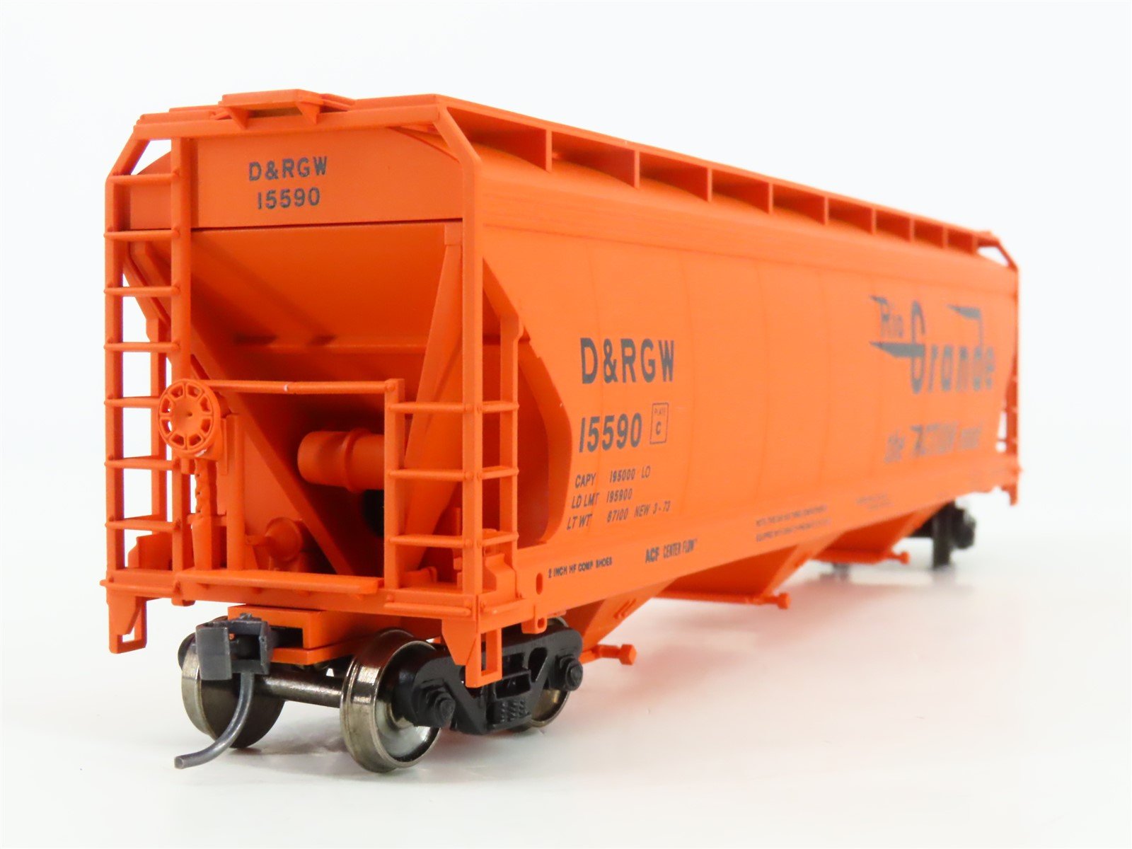 HO Accurail 2034 D&RGW Rio Grande ACF 3-Bay Covered Hopper #15590 - Upgraded