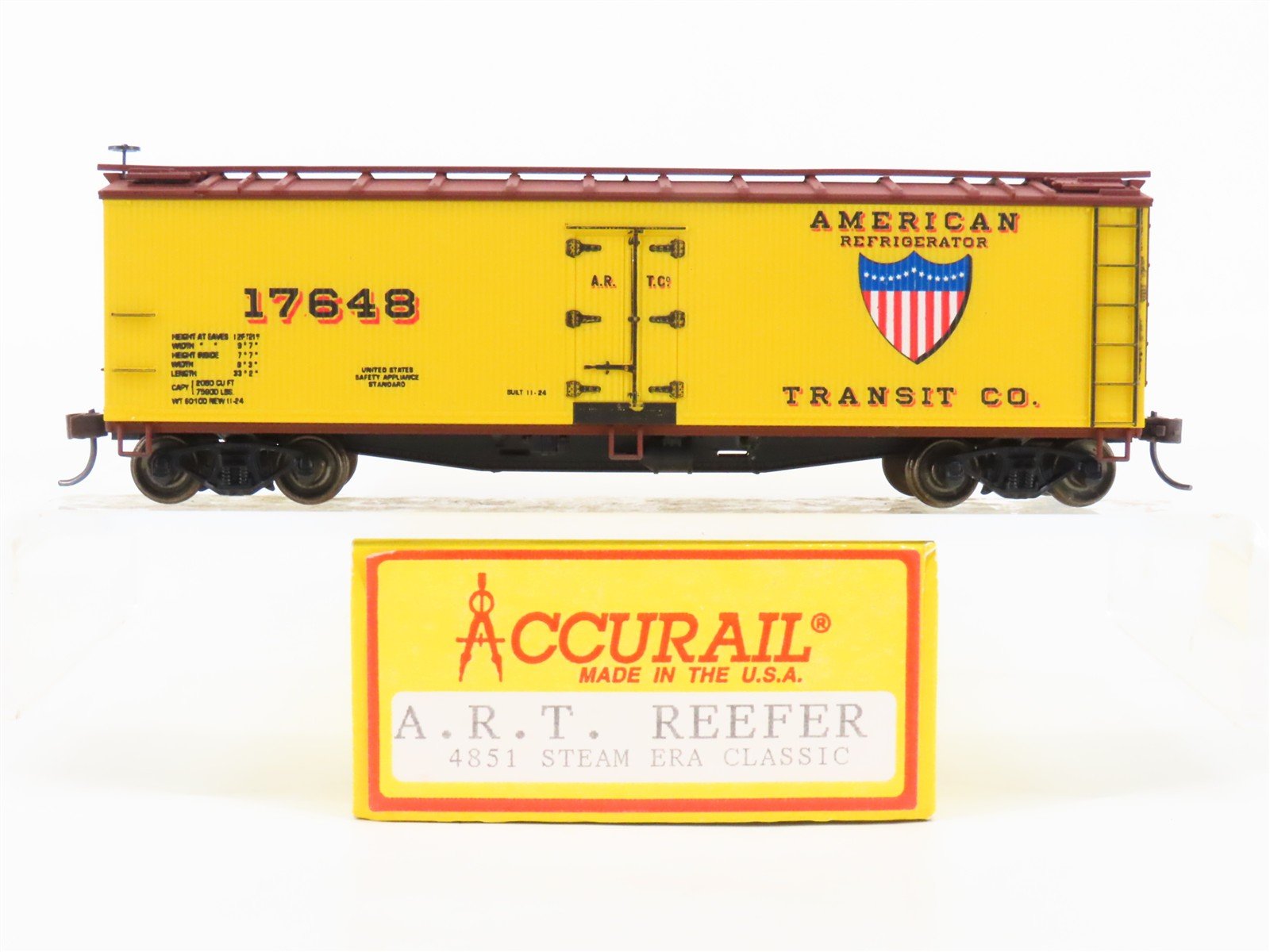 HO Accurail Steam Era Classic 4851 ART American 40' Wood Reefer #17648 -Upgraded