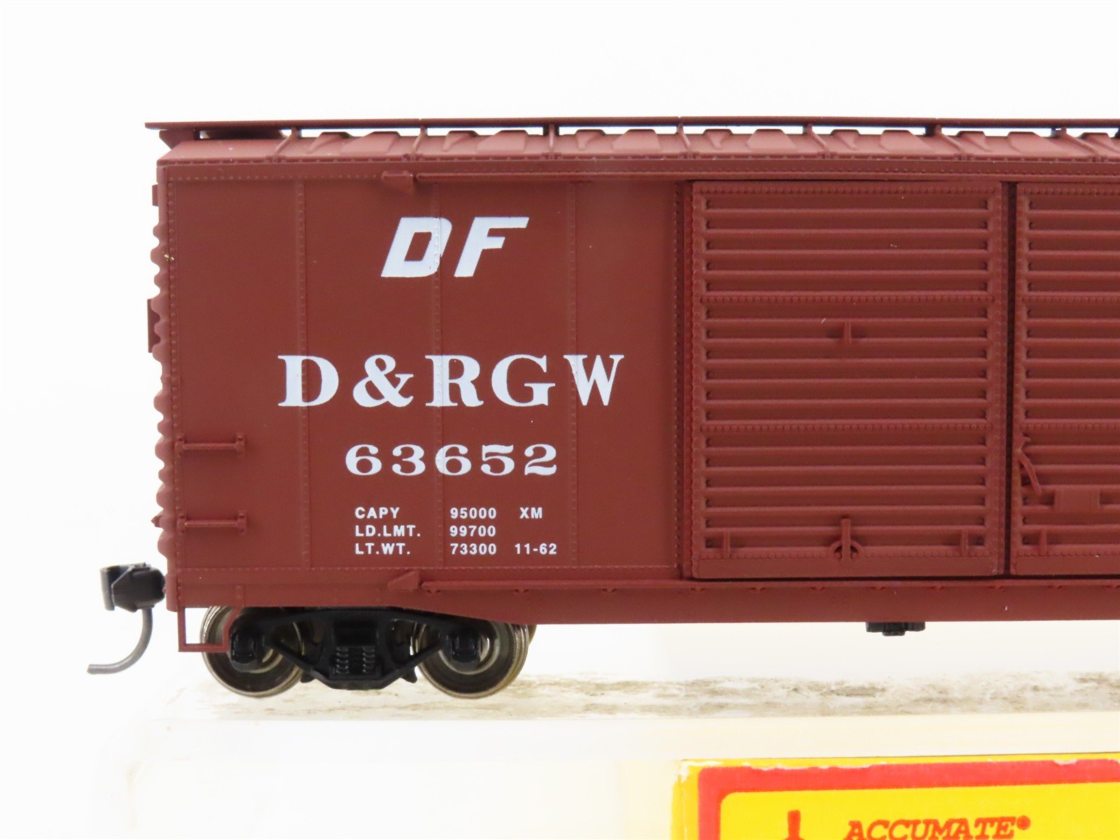 HO Scale Accurail 5205 D&RGW Rio Grande 50' Double Door Box Car #63652 -Upgraded