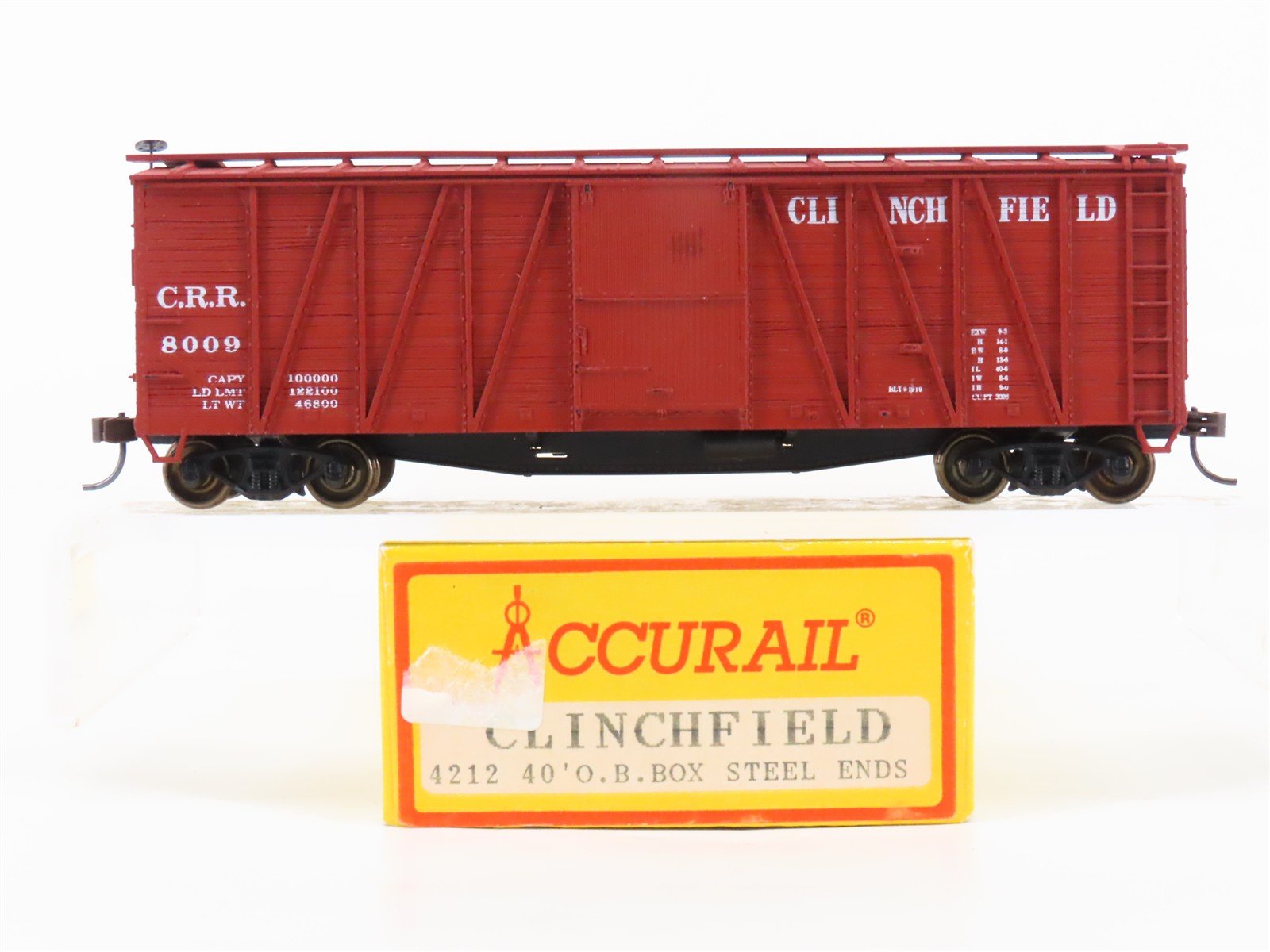 HO Scale Accurail 4212 CRR Clinchfield 40' OB Wood Box Car #8009 - Upgraded