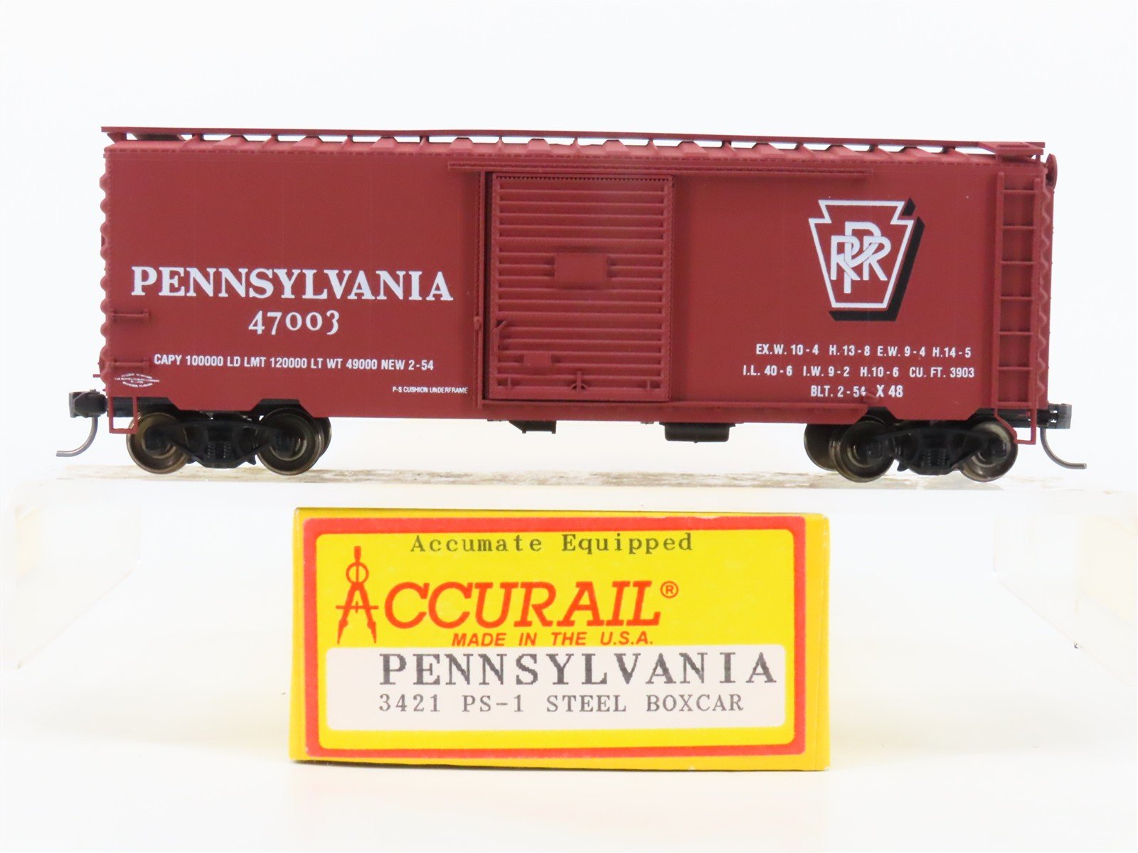 HO Scale Accurail 3421 PRR Pennsylvania 40' PS-1 Steel Box Car #47003 - Upgraded
