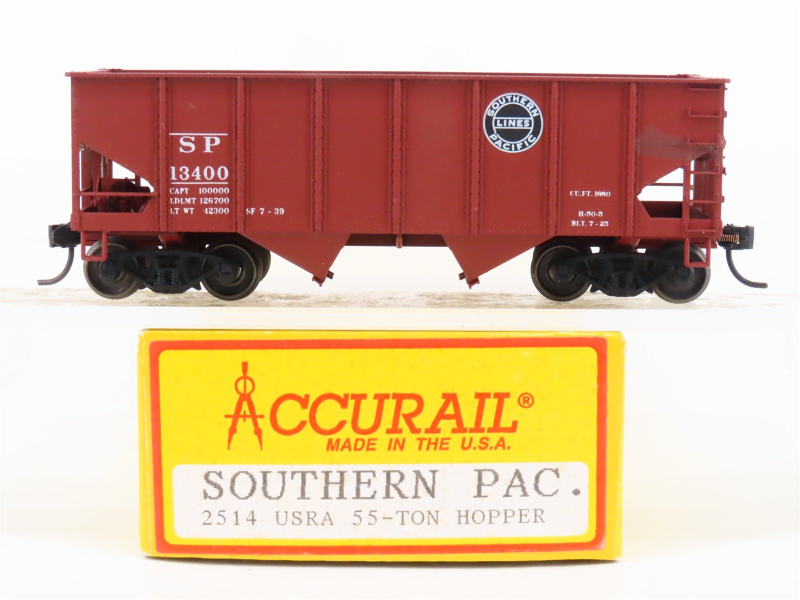 HO Accurail 2514 SP Southern Pacific 2-Bay USRA 55-Ton Hopper #13400 - Upgraded