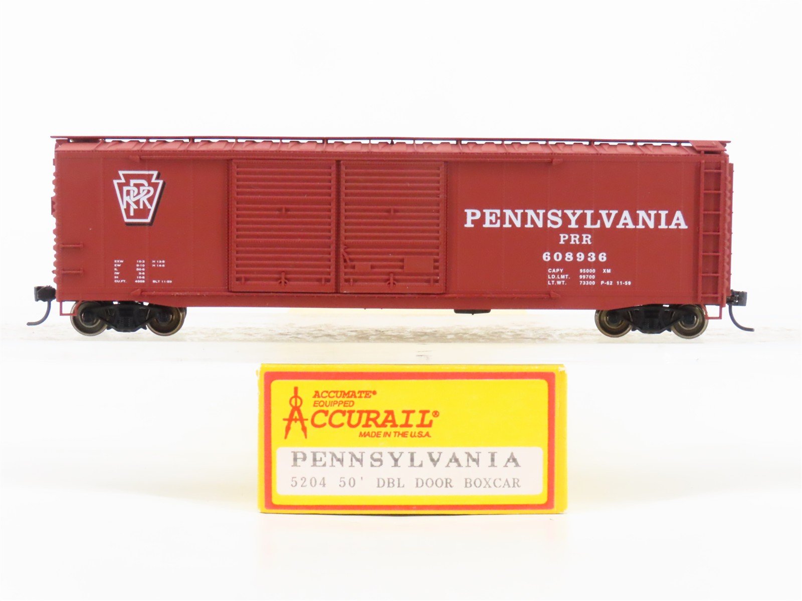 HO Accurail 5204 PRR Pennsylvania 50' Double Door Box Car #608936 - Upgraded