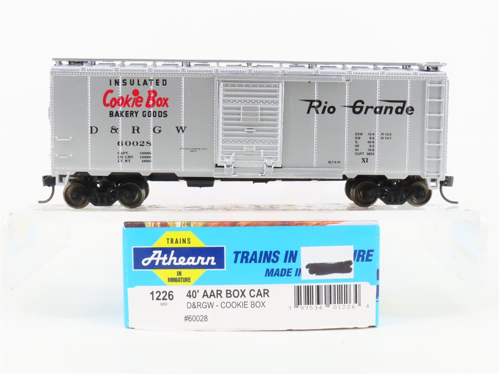 HO Athearn 1226 D&RGW Rio Grande "Cookie Box" 40' AAR Box Car #60028 - Upgraded