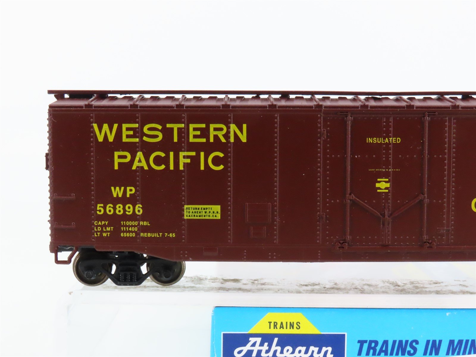 HO Scale Athearn 1323 WP Western Pacific 50' Plug Door Box Car #56896 - Upgraded