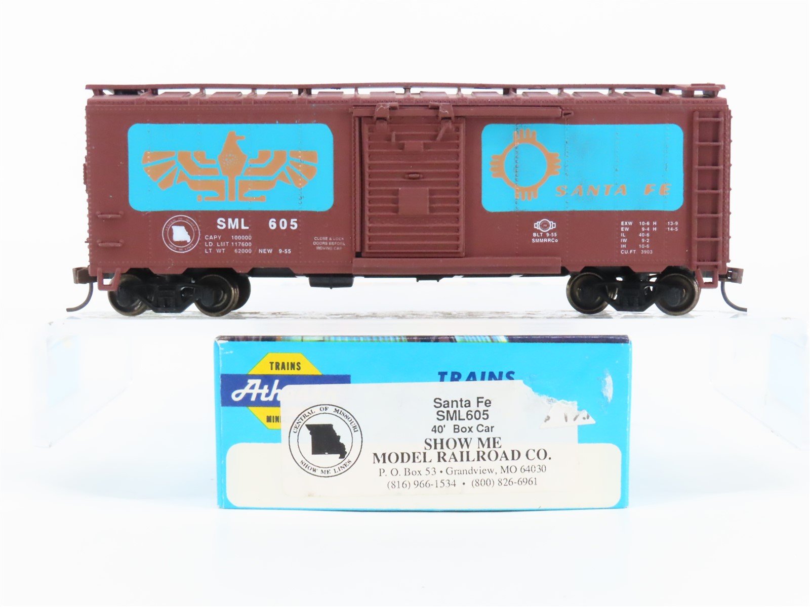 HO Scale Athearn/Show Me SML Santa Fe 40' Single Door Box Car #605 - Upgraded