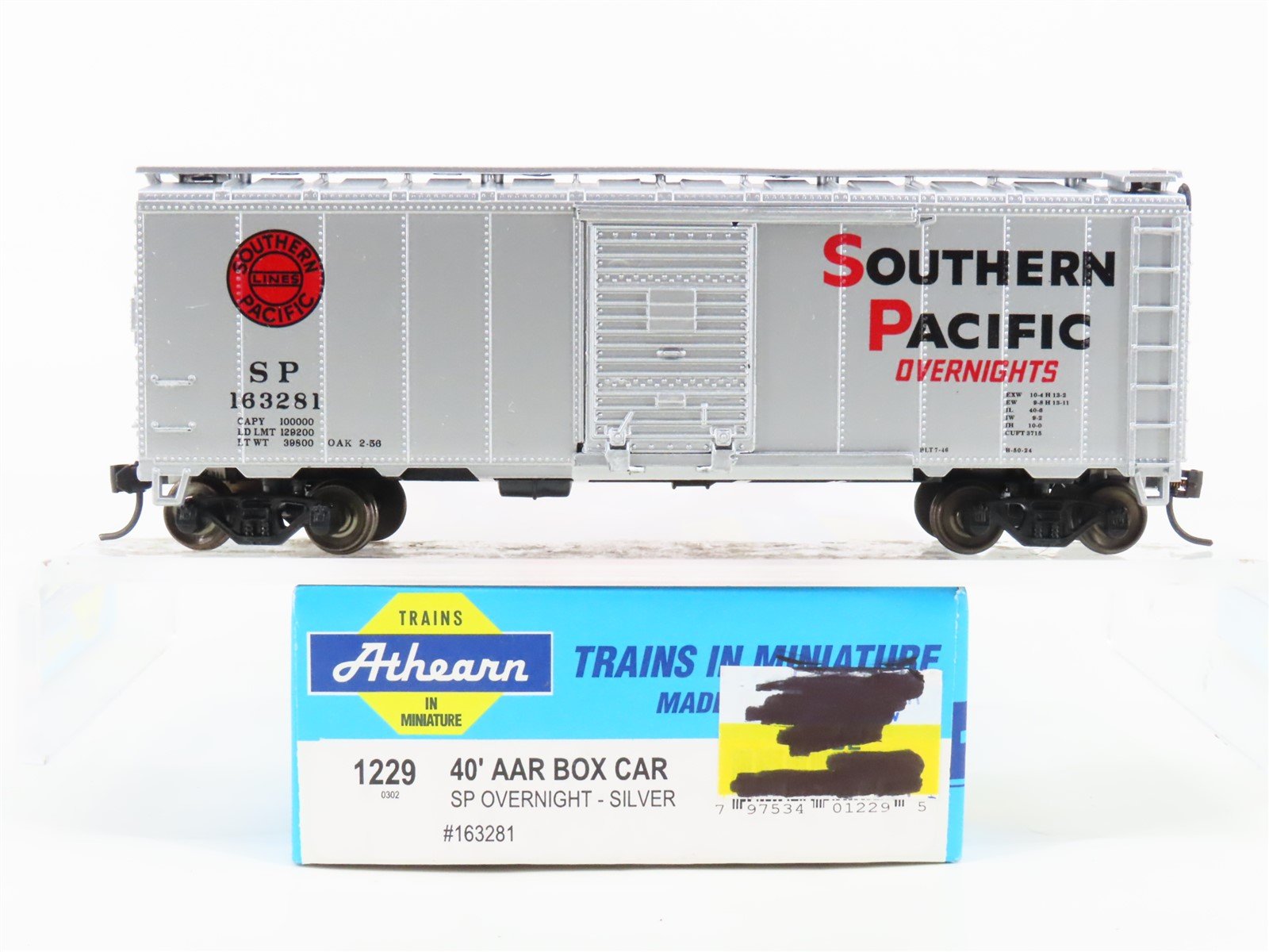 HO Athearn 1229 SP Southern Pacific "Overnights" 40' Box Car #163281 - Upgraded