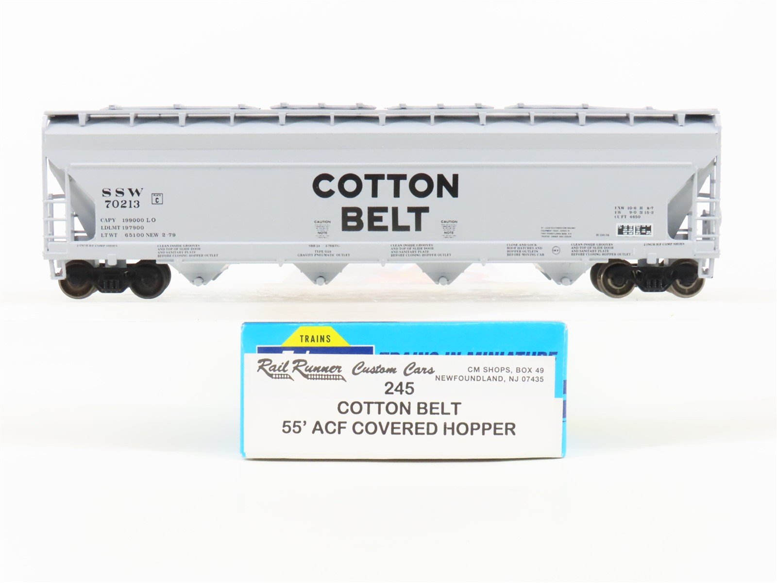 HO Athearn/Rail Runner 245 SSW Cotton Belt 4-Bay Covered Hopper #70213 -Upgraded