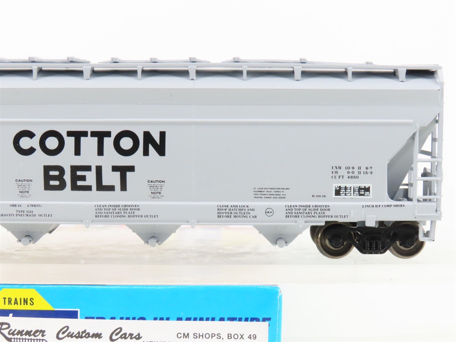 HO Athearn/Rail Runner 245 SSW Cotton Belt 4-Bay Covered Hopper #70213 -Upgraded