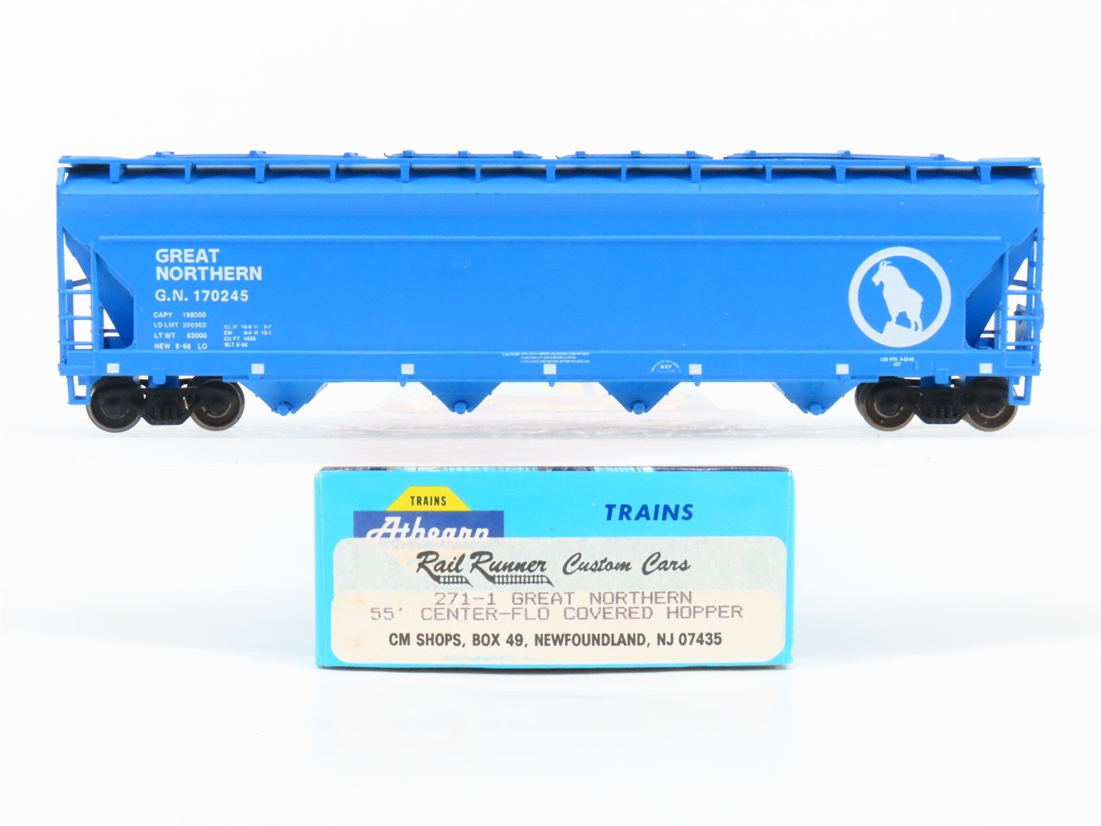 HO Athearn/RailRunner 271-1 GN Big Sky Blue 4-Bay Covered Hopper 170245 Upgraded