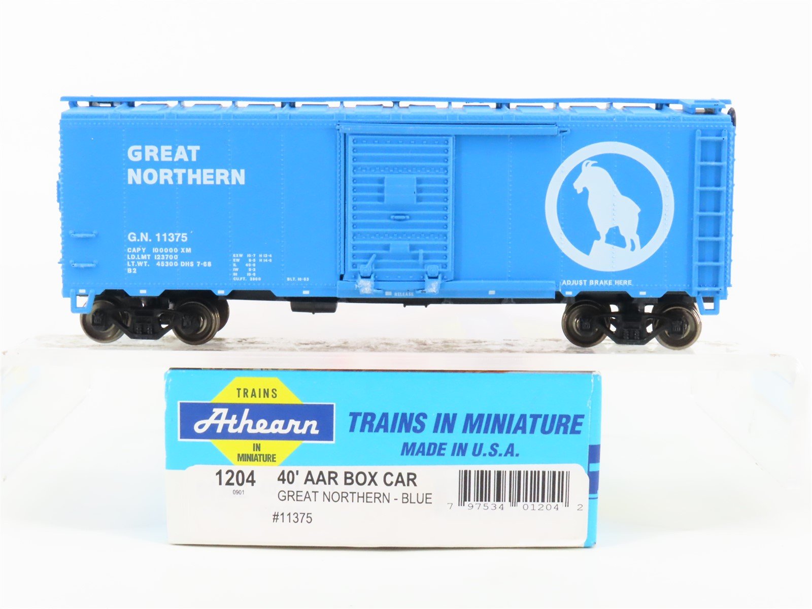 HO Athearn 1204 GN Great Northern "Big Sky Blue" 40' Box Car #11375 - Upgraded