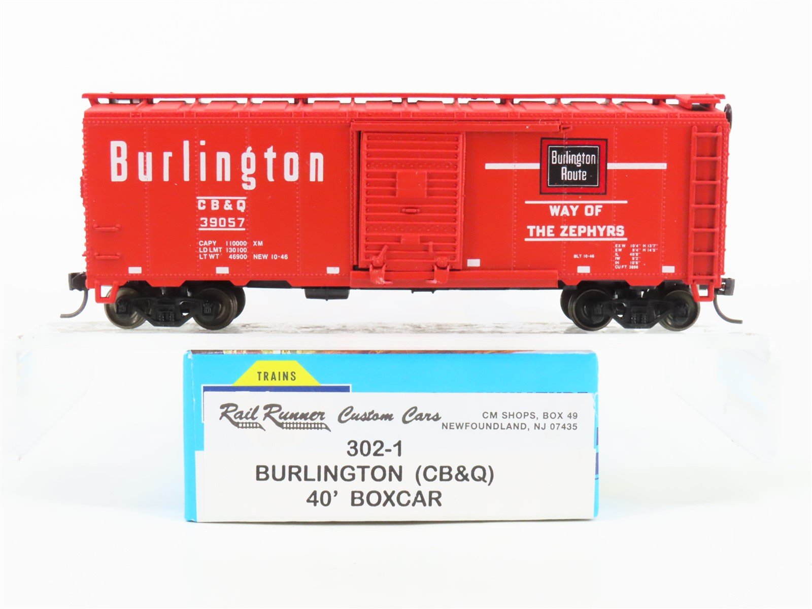 HO Athearn/Rail Runner 302-1 CB&Q Burlington Route 40' Box Car #39057 - Upgraded