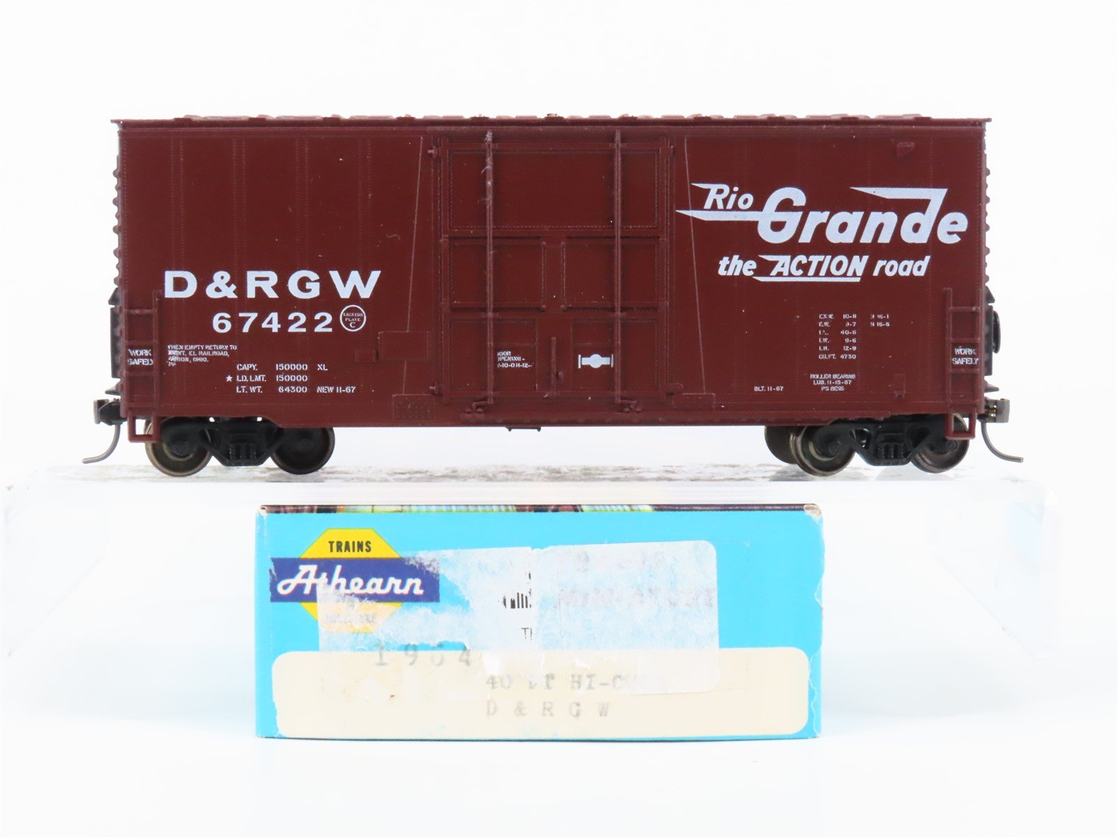 HO Scale Athearn 1964 D&RGW Rio Grande 40' Hi-Cube Box Car #67422 - Upgraded