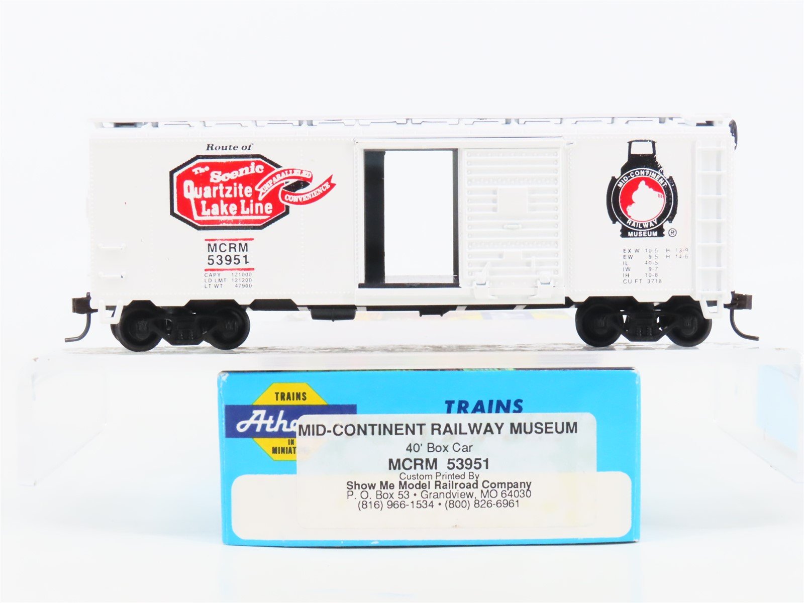 HO Scale Athearn/Show Me MCRM Mid Continent Railway Museum 40' Box Car #53951