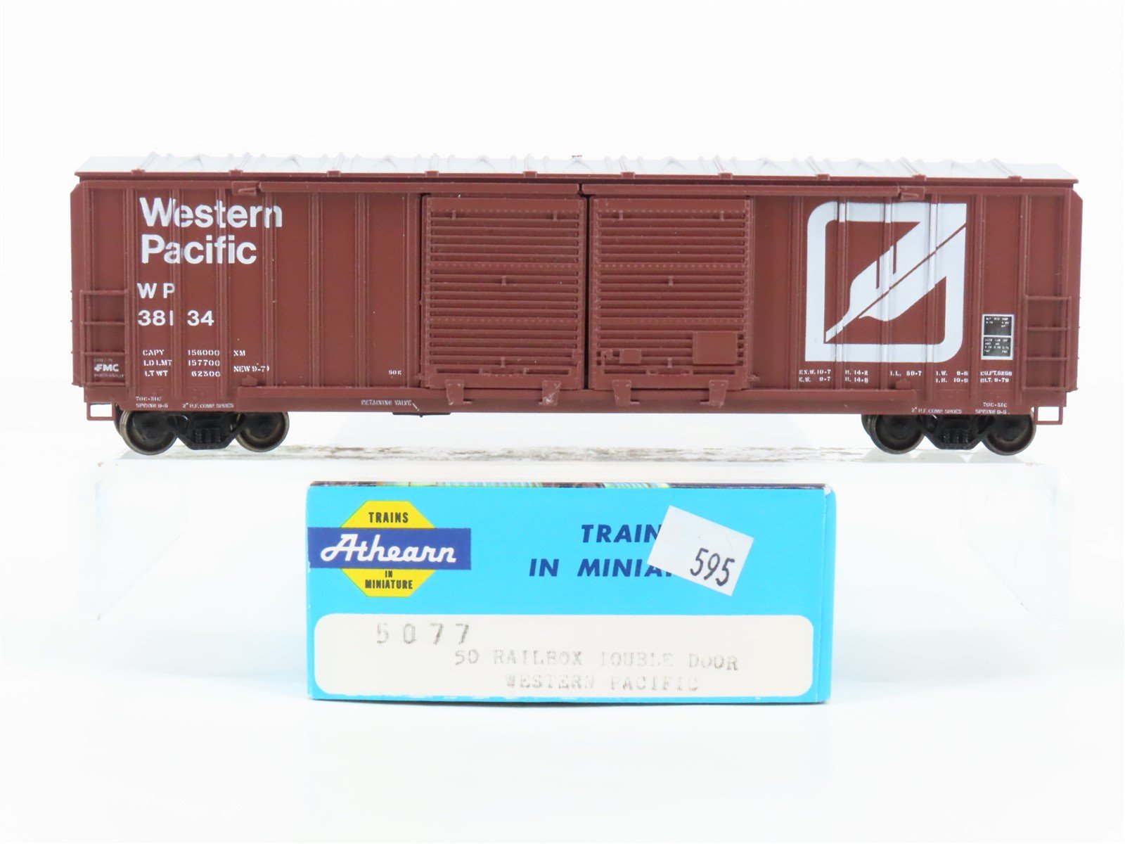 HO Athearn 5077 WP Western Pacific "Feather" 50' Railbox Box Car #38134 Upgraded