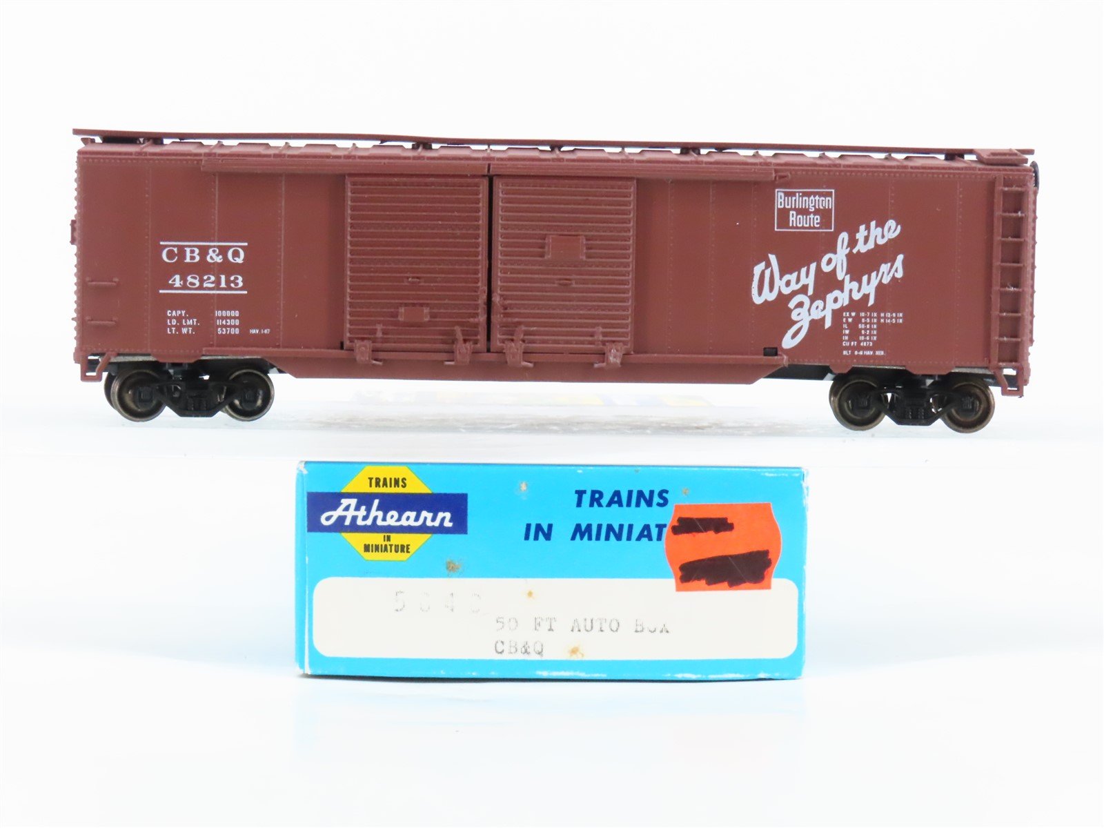 HO Scale Athearn 5040 CB&Q Burlington Route 50' Auto Box Car #48213 - Upgraded