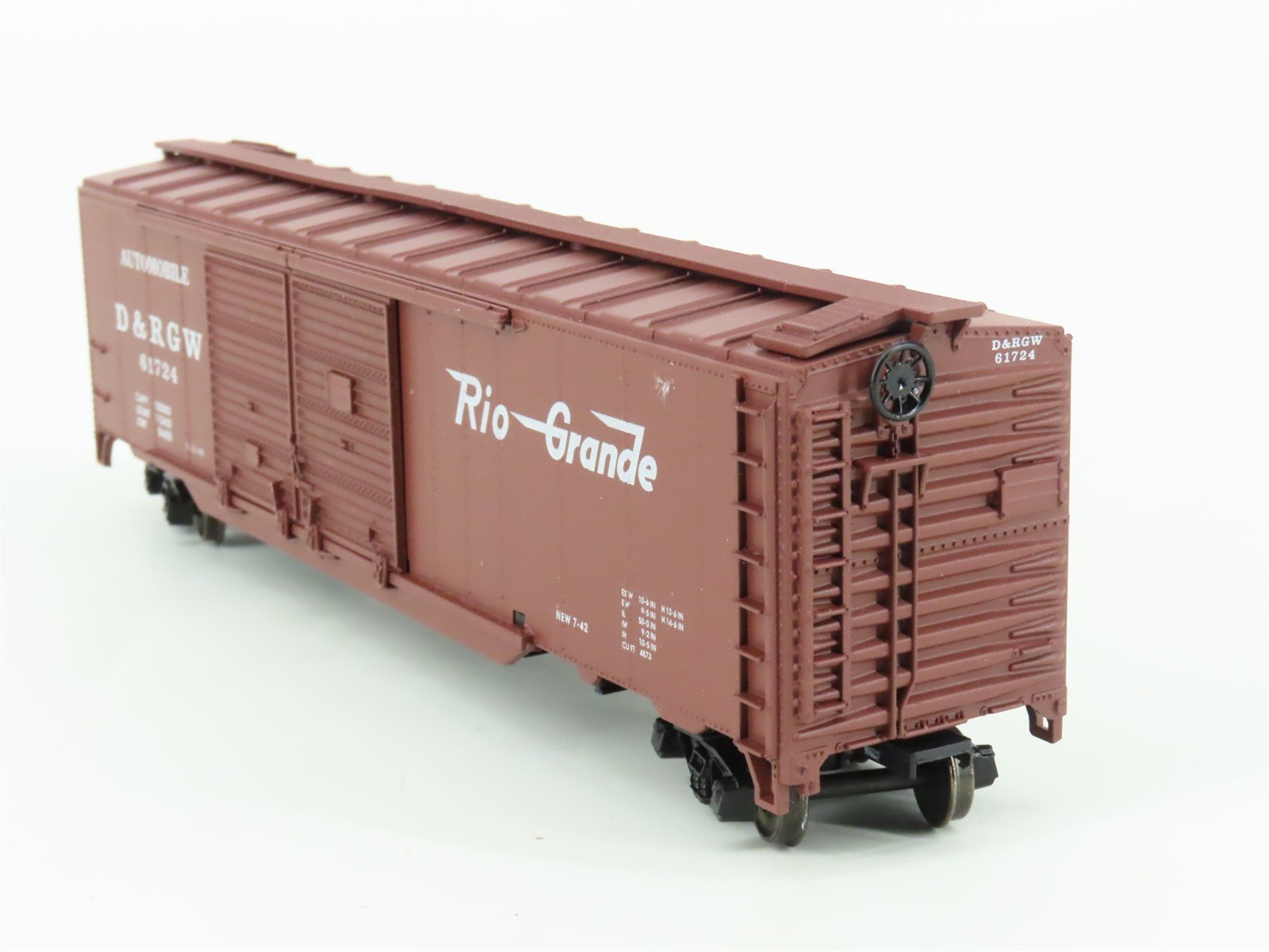 HO Scale Athearn 5039 D&RGW Rio Grande 50' Auto Box Car #61724 - Upgraded