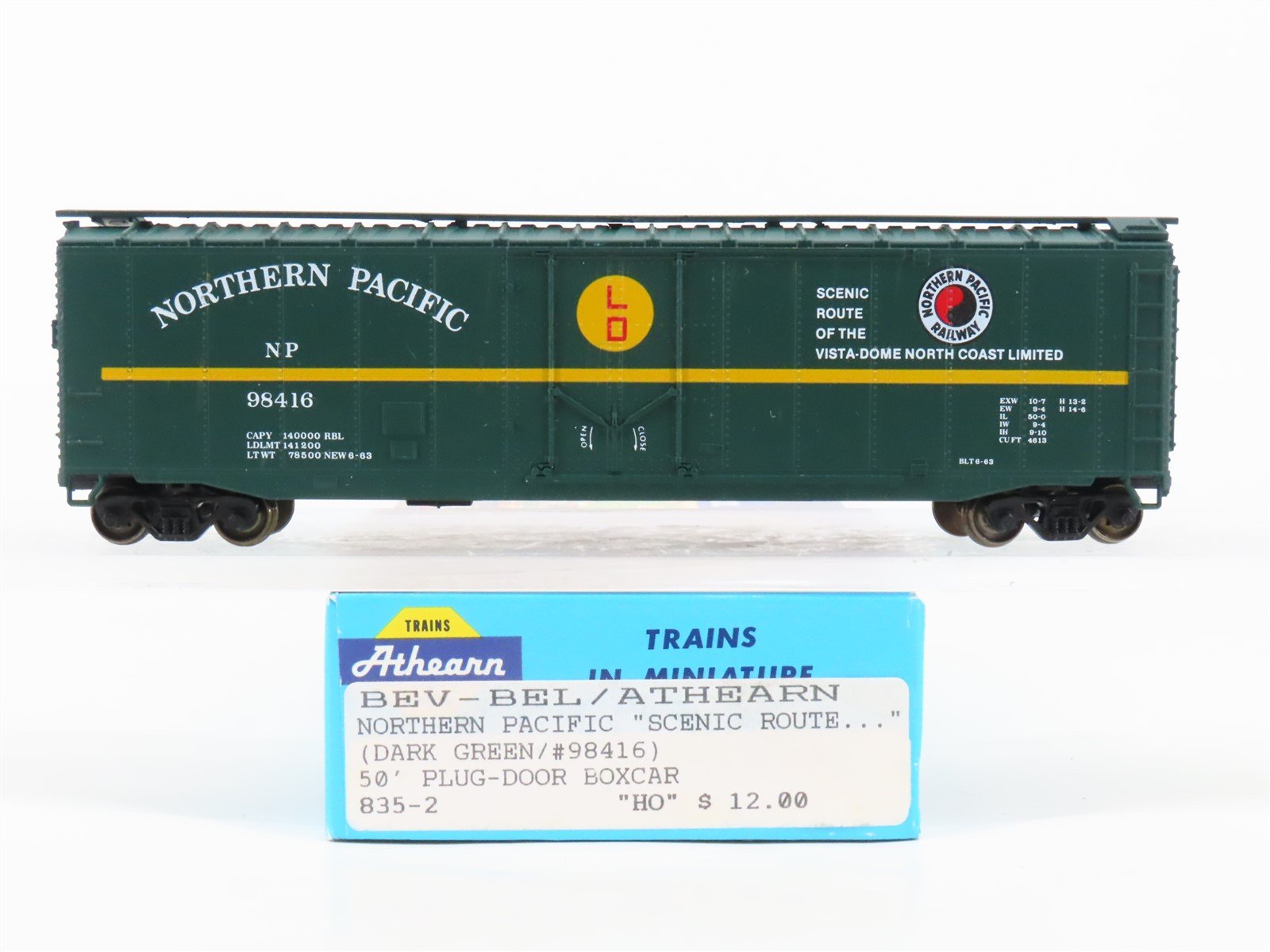 HO Athearn Bev-Bel 835-2 NP Northern Pacific 50' Box Car #98416 - Upgraded
