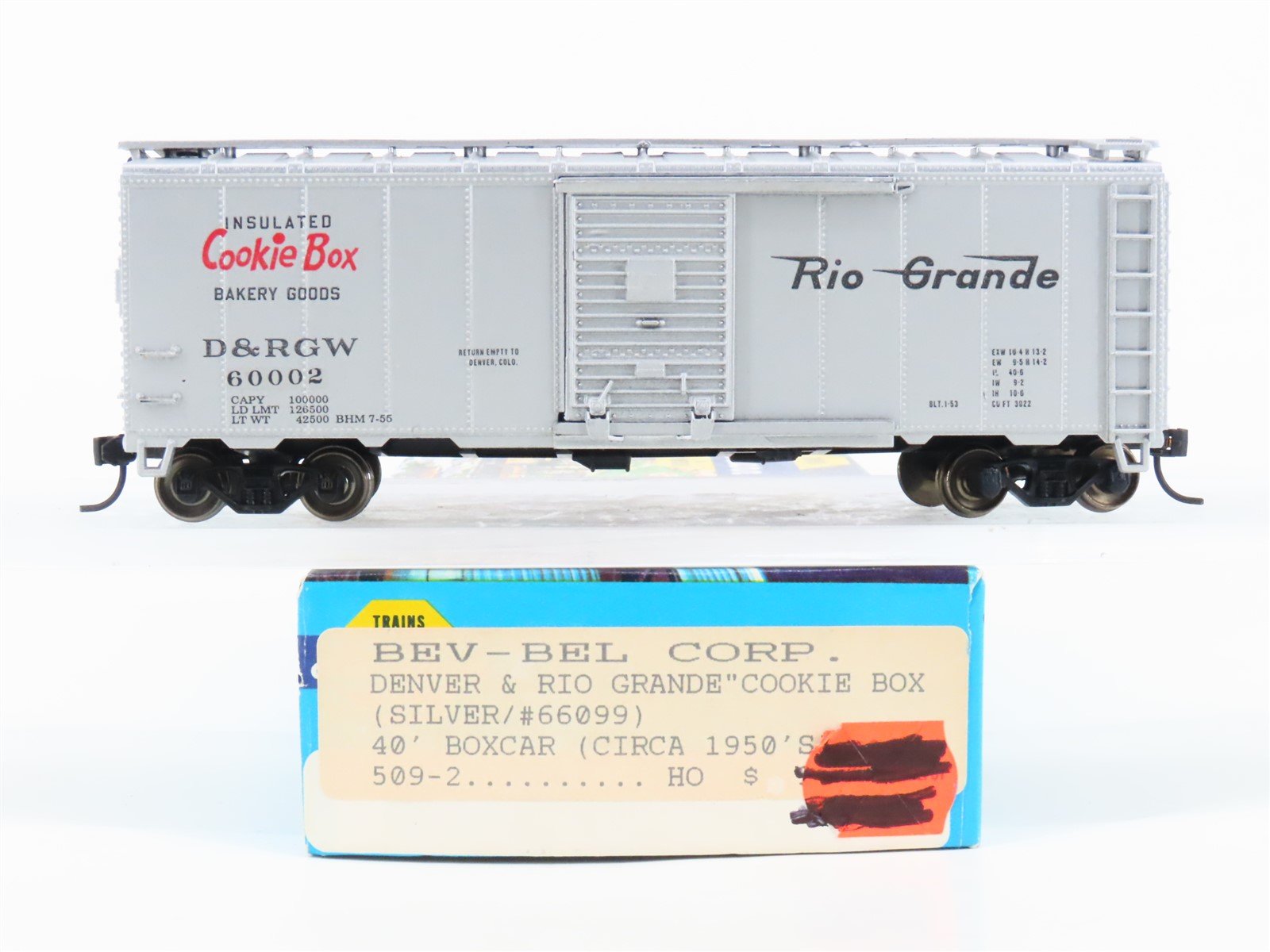 HO Athearn Bev-Bel 509-2 D&RGW Cookie Box 40' Box Car Custom Rd #60002 -Upgraded