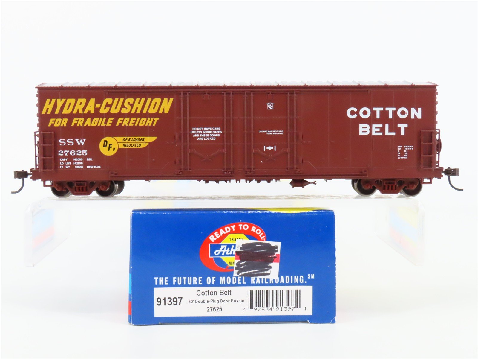 HO Scale Athearn 91397 SSW Cotton Belt 50' Double Plug Door Box Car #27625