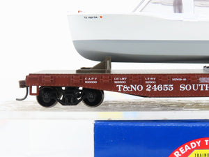 HO Scale Athearn 92185 T&NO SP Southern Pacific 40' Flat Car #24655 w/ Boat