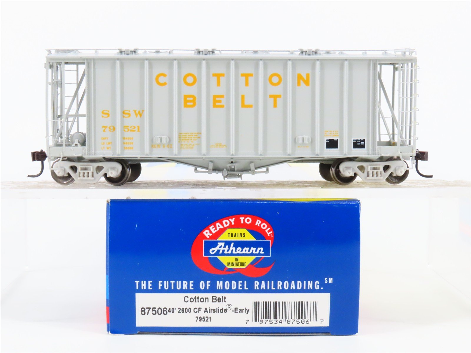 HO Scale Athearn 87506 SSW Cotton Belt 40' Airslide Covered Hopper #79521