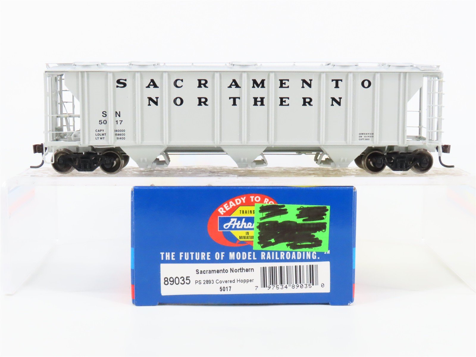 HO Athearn 89035 SN Sacramento Northern Railroad 3-Bay Covered Hopper #5017
