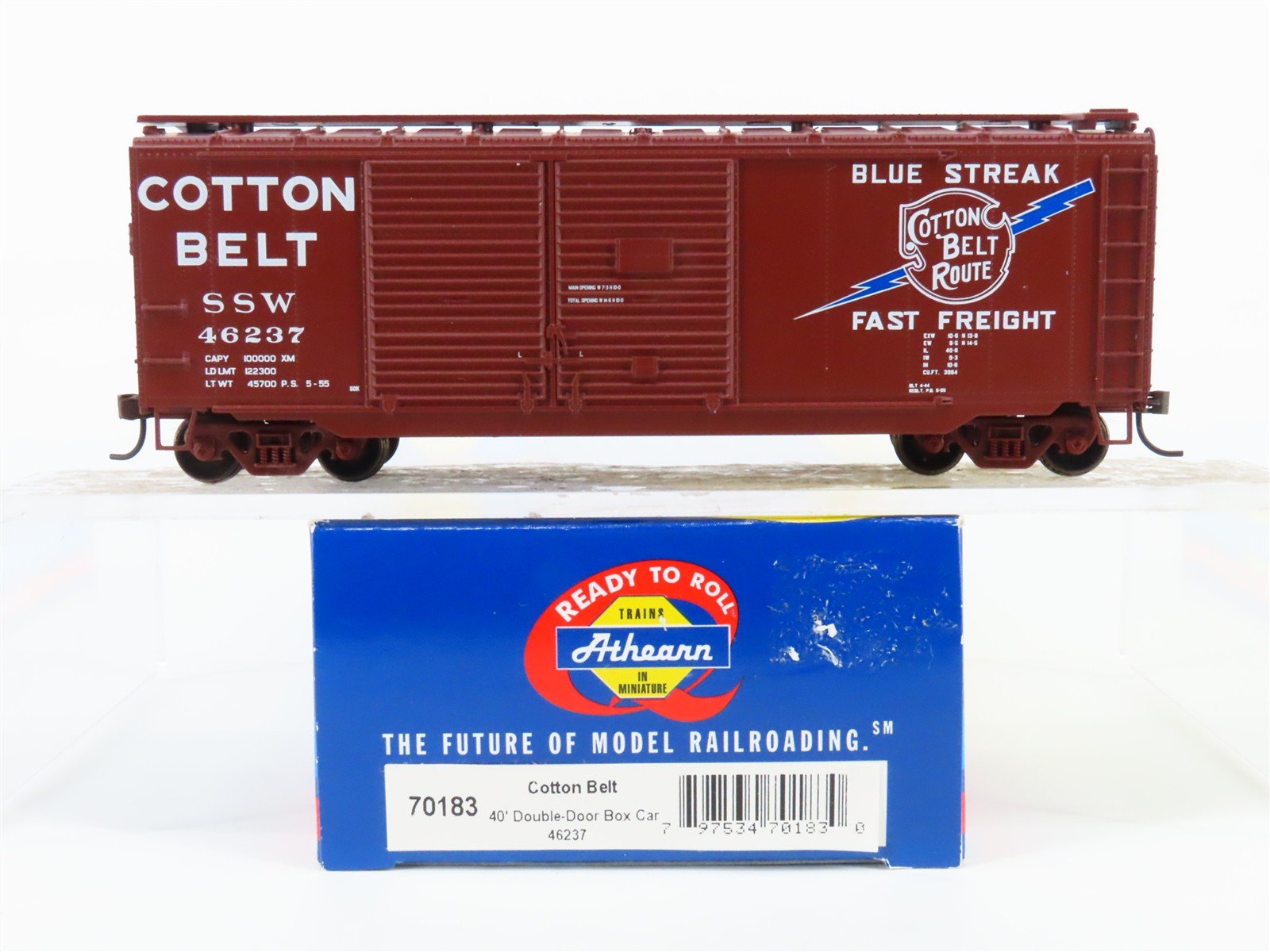 HO Scale Athearn 70183 SSW Cotton Belt Route 40' Double Door Box Car #46237