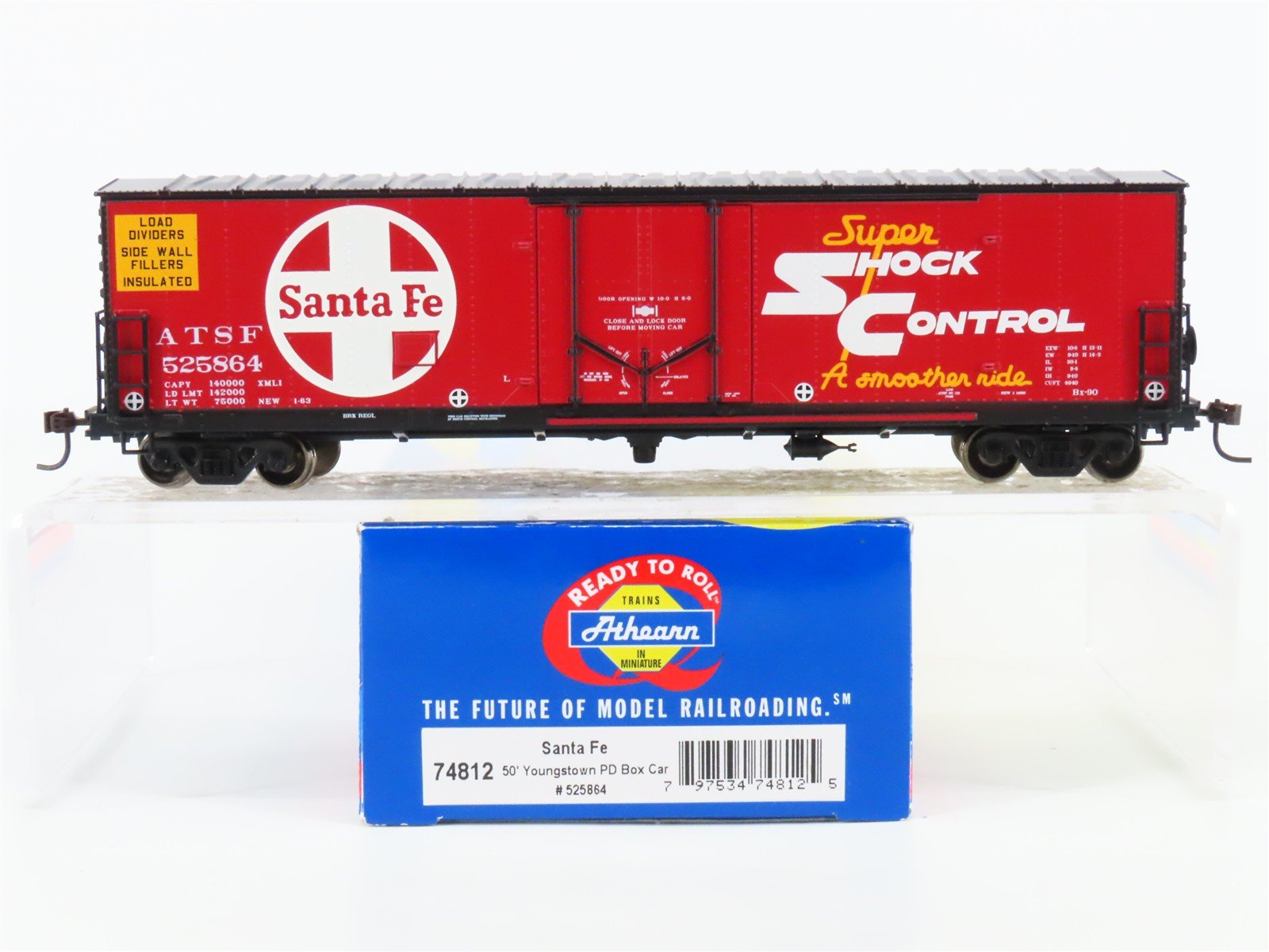 HO Scale Athearn 74812 ATSF Santa Fe Railroad 50' Plug Door Box Car #525864