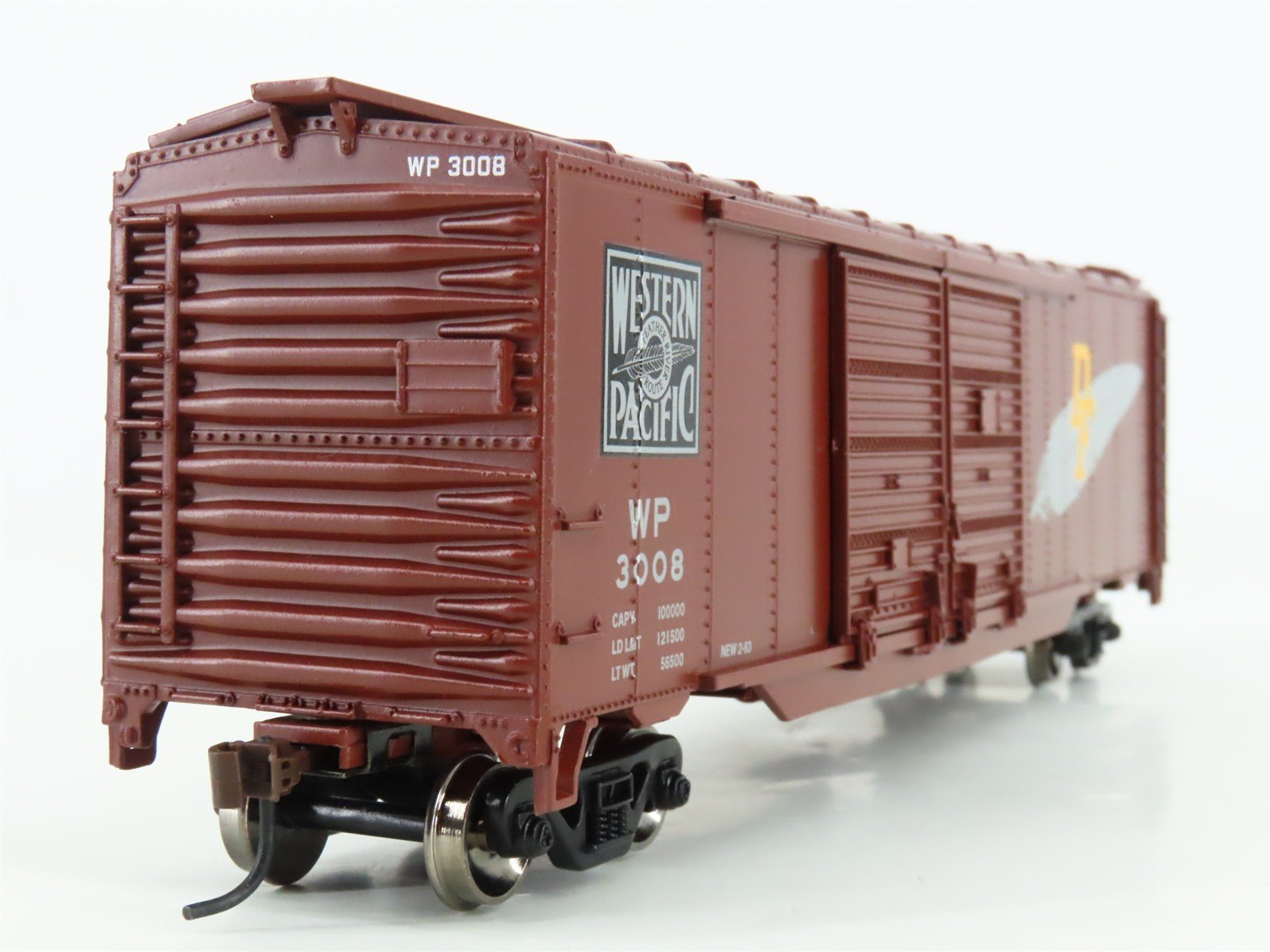 HO Scale Athearn 92424 WP Western Pacific Railroad 50' Double Door Box Car #3008