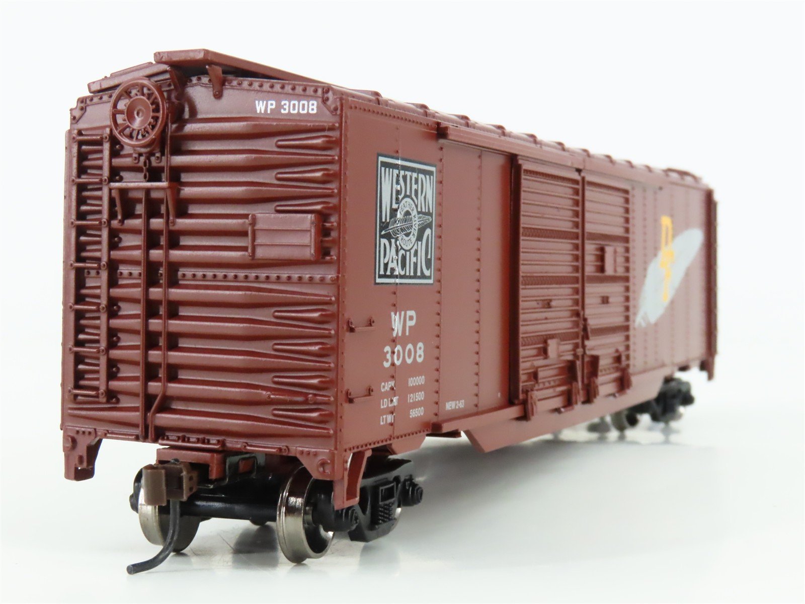 HO Scale Athearn 92424 WP Western Pacific Railroad 50' Double Door Box Car #3008