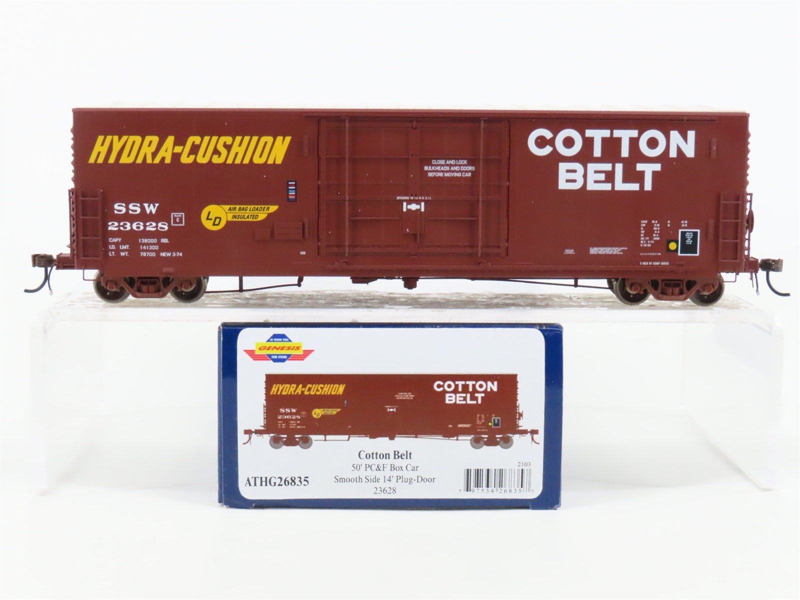 HO Scale Athearn Genesis ATHG26835 SSW Cotton Belt 50' Plug Door Box Car #23628