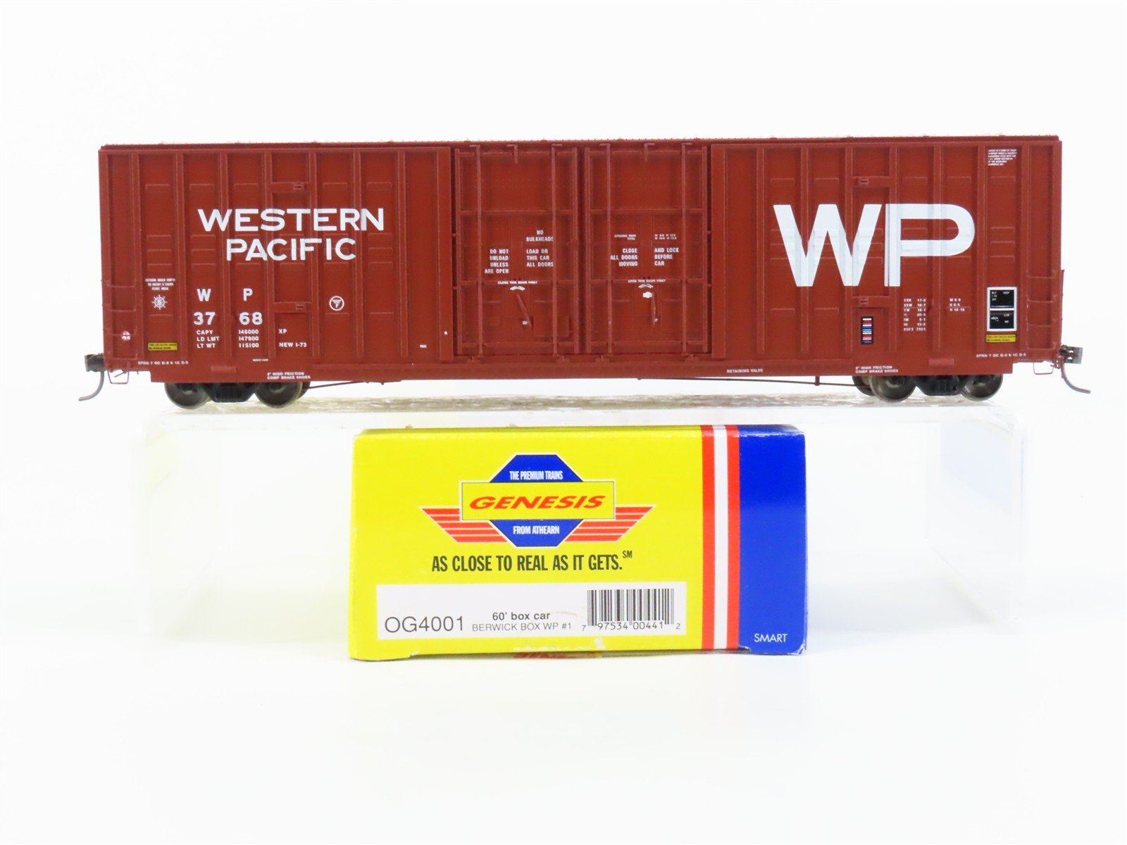HO Scale Athearn Genesis OG4001 WP Western Pacific 60' Double Door Box Car #3768