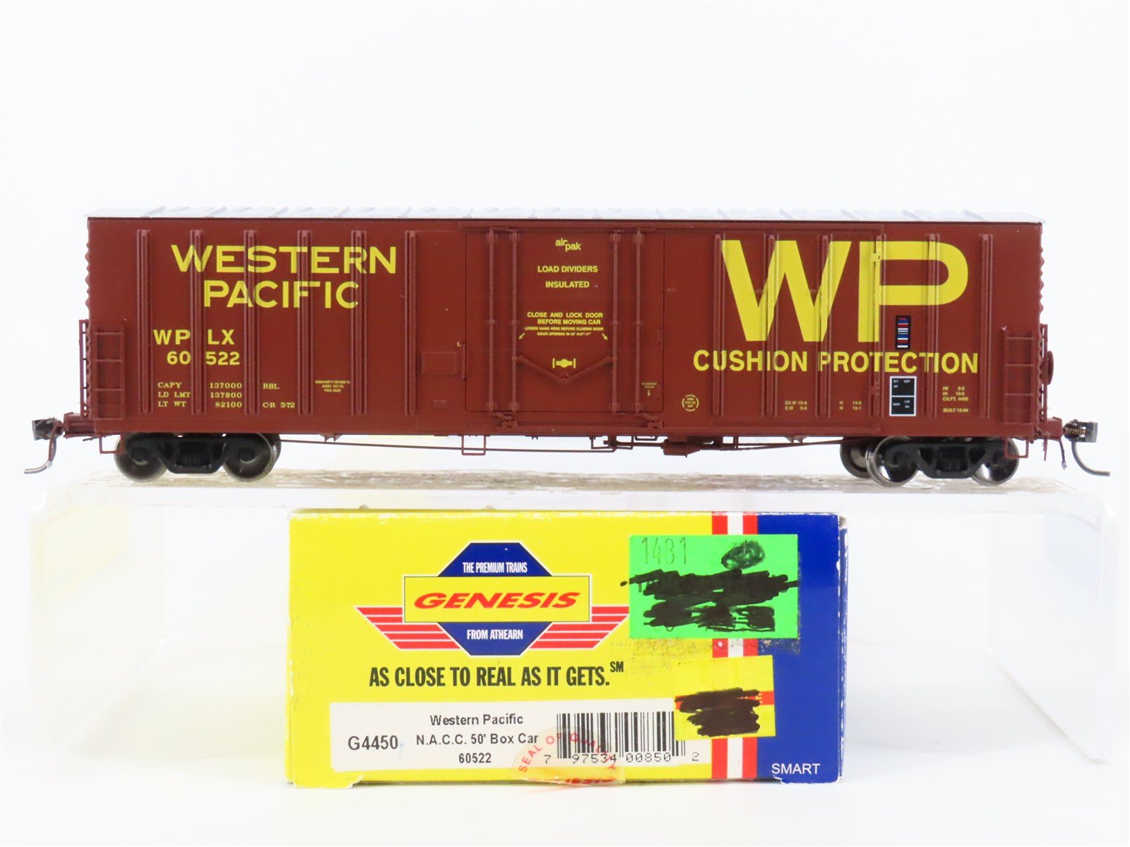 HO Scale Athearn Genesis G4450 WPLX Western Pacific Railroad 50' Box Car #60522