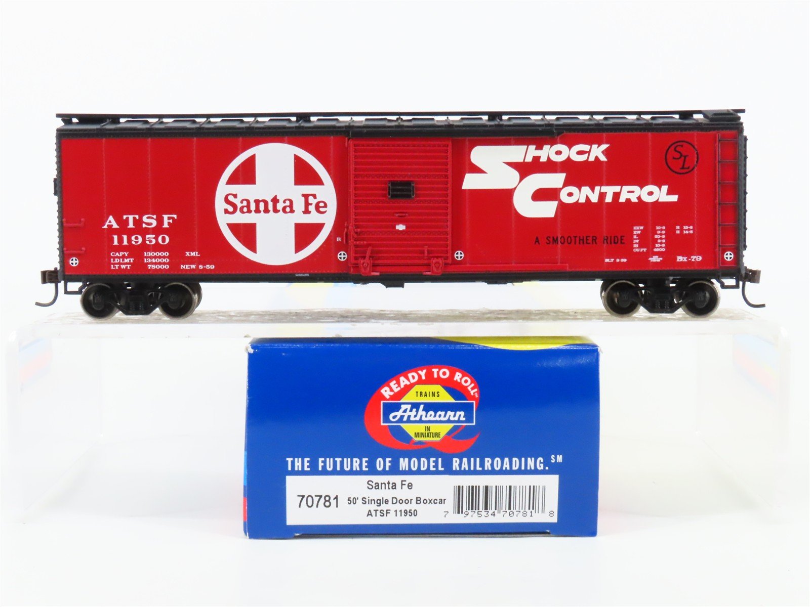 HO Scale Athearn 70781 ATSF Santa Fe Railroad 50' Single Door Box Car #11950