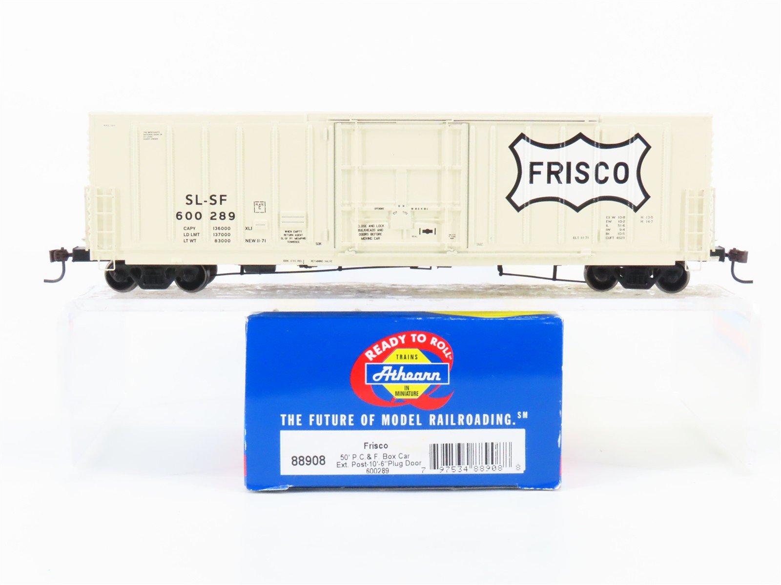 HO Scale Athearn 88908 SL-SF Frisco Railroad 50' Plug Door Box Car #600289