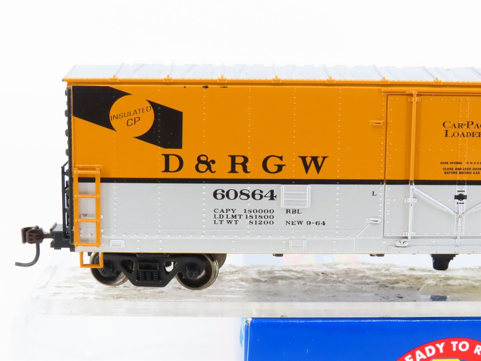 HO Scale Athearn 74806 D&RGW Rio Grande Railroad 50' Plug Door Box Car #60864