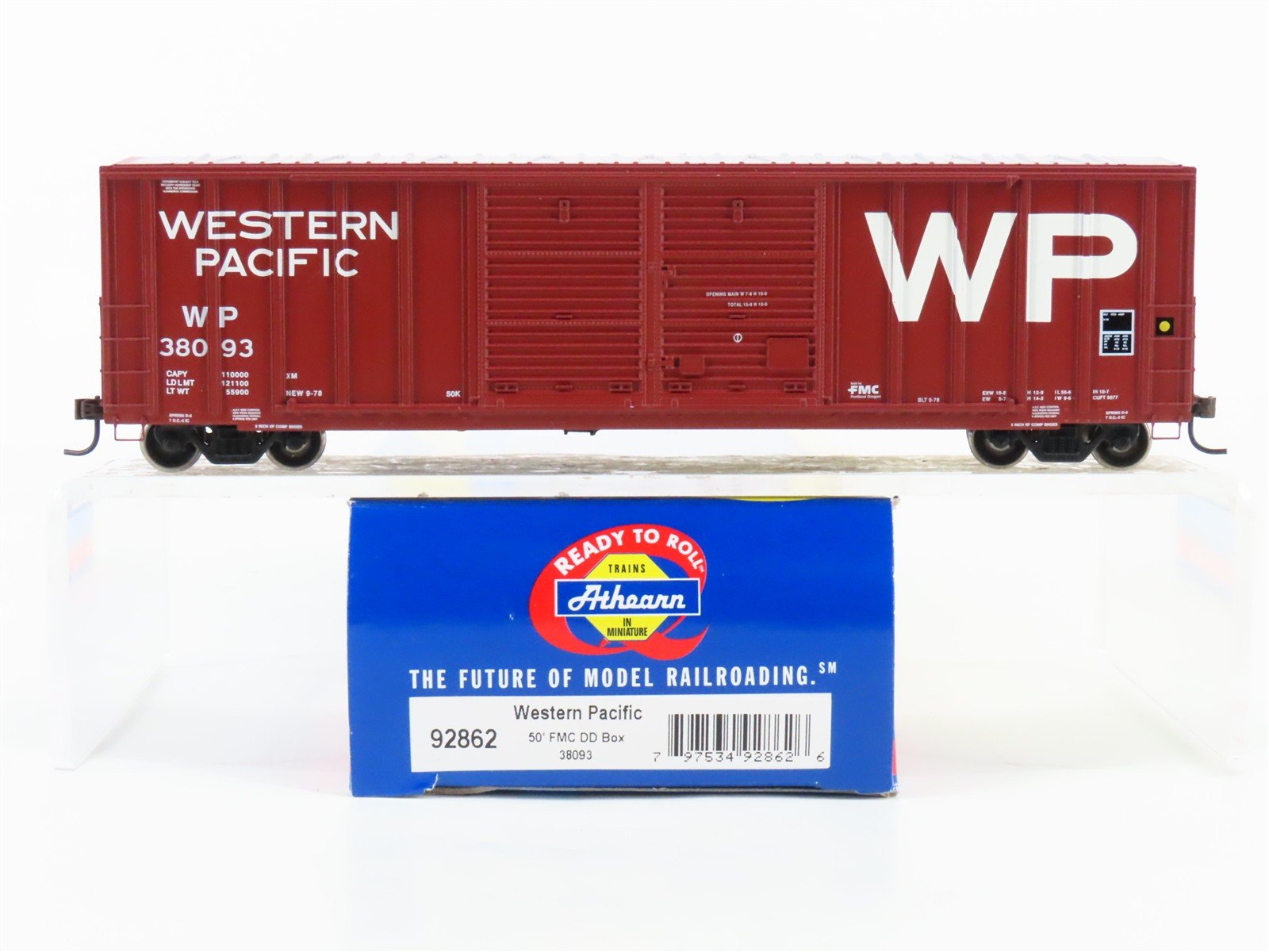 HO Scale Athearn 92862 WP Western Pacific 50' Double Door Box Car #38093