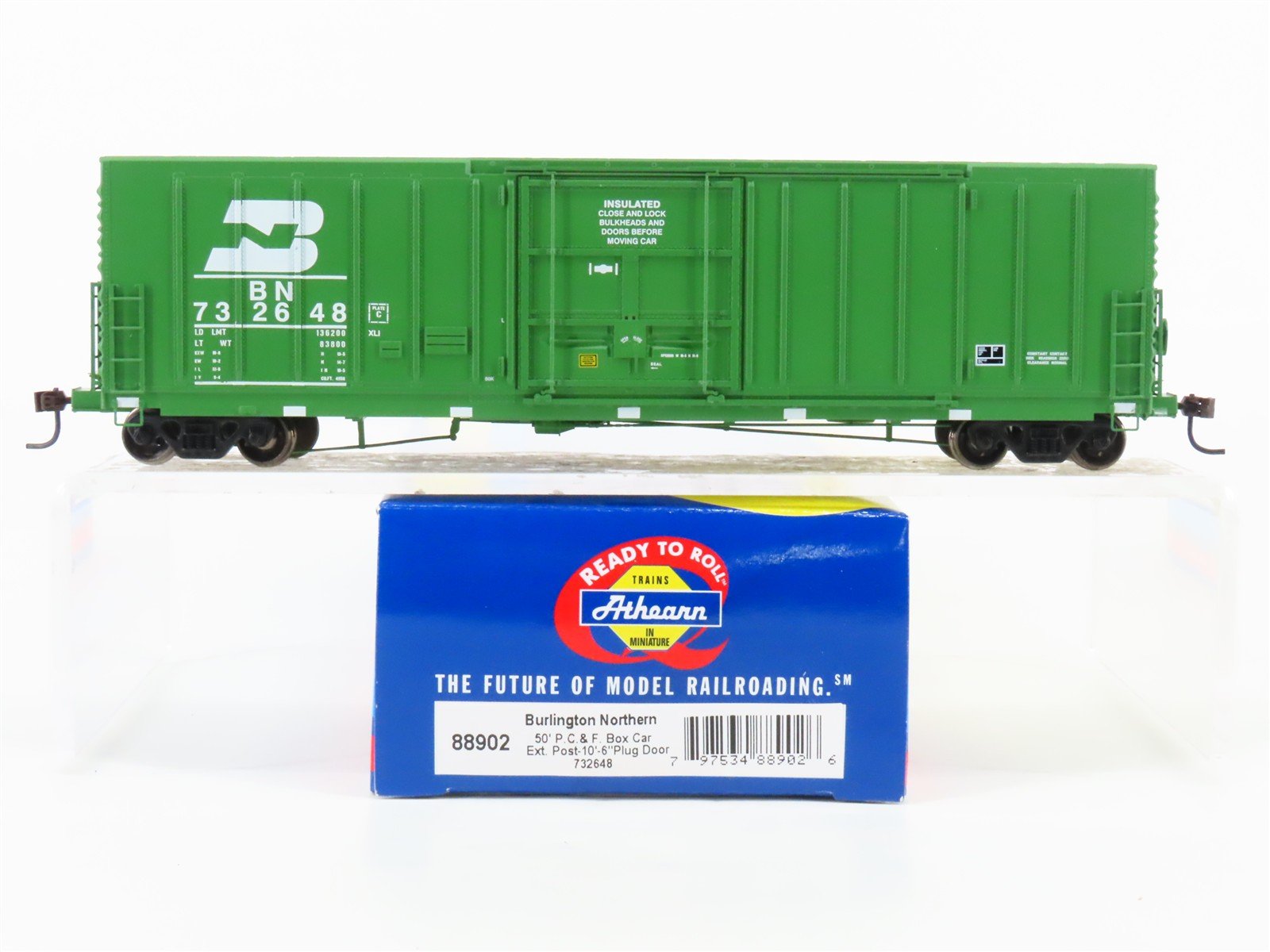 HO Scale Athearn 88902 BN Burlington Northern 50' Plug Door Box Car #732648