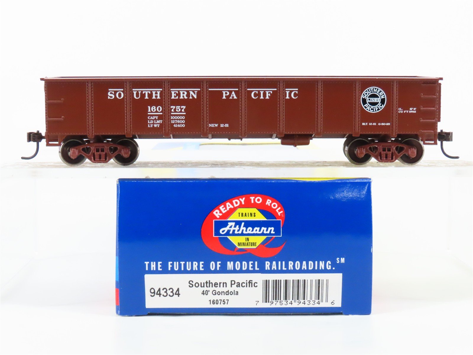 HO Scale Athearn 94334 SP Southern Pacific Railroad 40' Gondola #160757