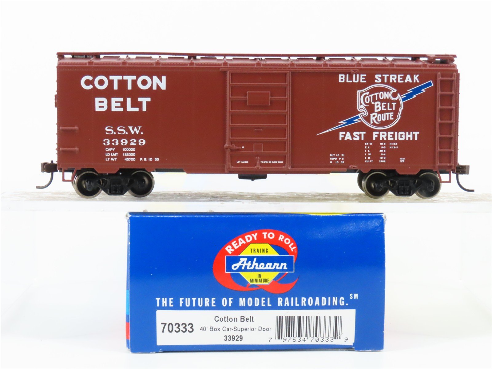 HO Scale Athearn 70333 SSW Cotton Belt Route 40' Single Door Box Car #33929