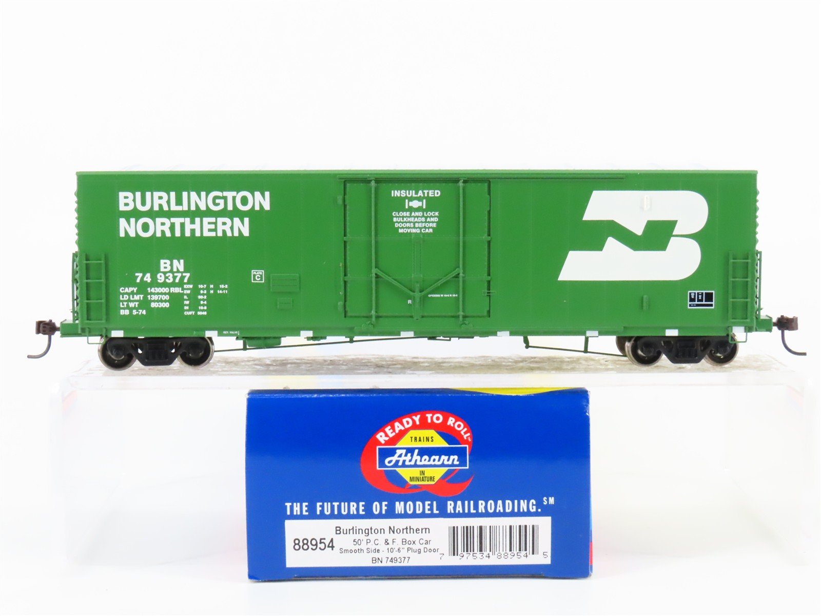 HO Scale Athearn 88954 BN Burlington Northern 50' Plug Door Box Car #749377