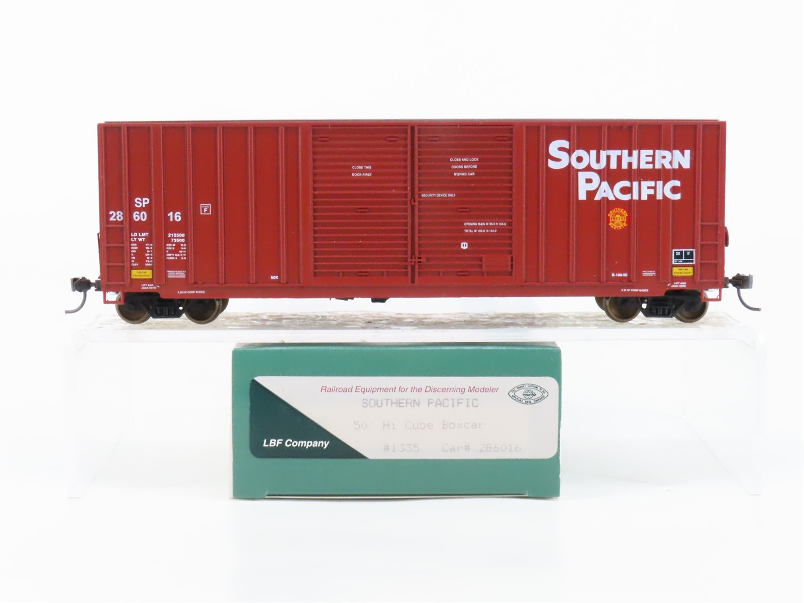 HO Scale LBF 1335 SP Southern Pacific 50' Double Door Hi-Cube Box Car #286016